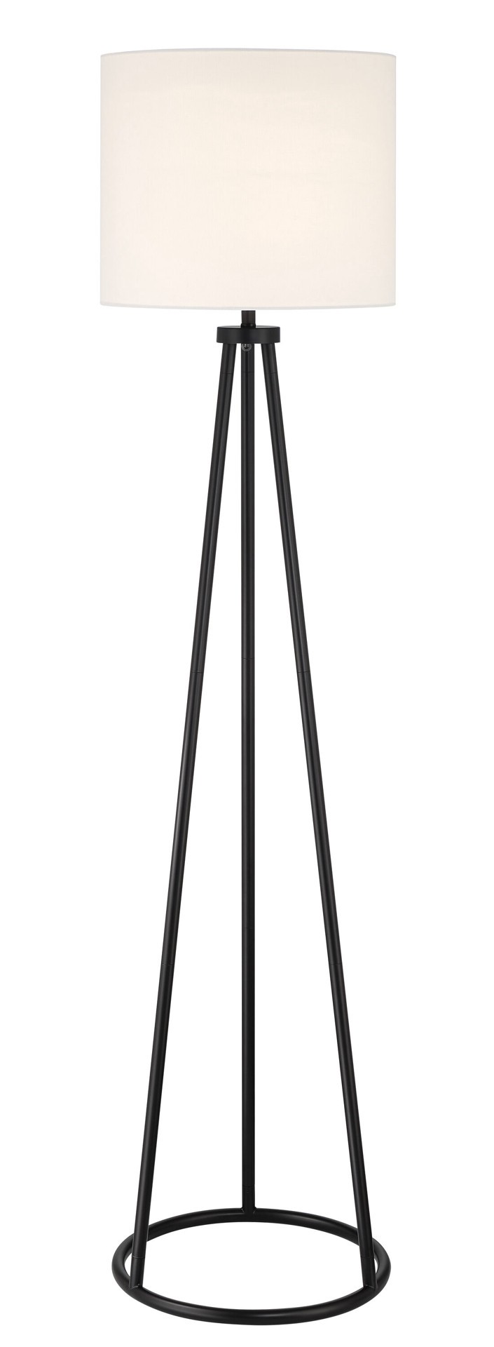 slide 2 of 6, allen + roth 63-in Matte Black Tripod Floor Lamp with Linen Shade, 1 ct