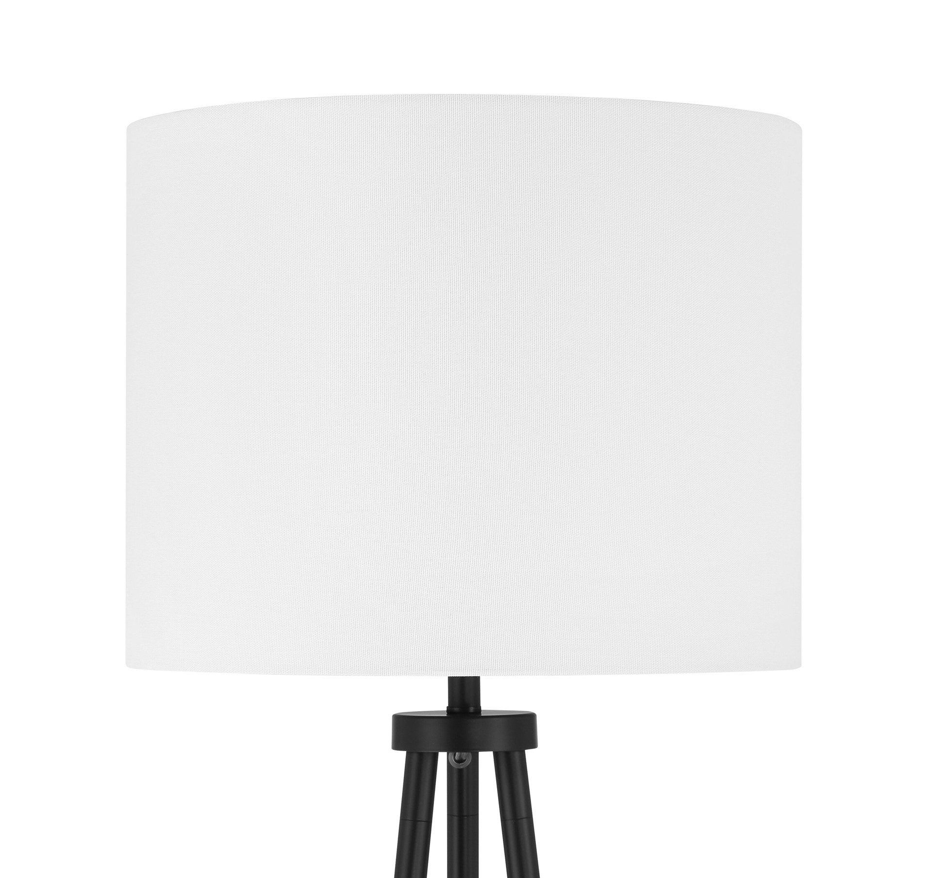 slide 6 of 6, allen + roth 63-in Matte Black Tripod Floor Lamp with Linen Shade, 1 ct