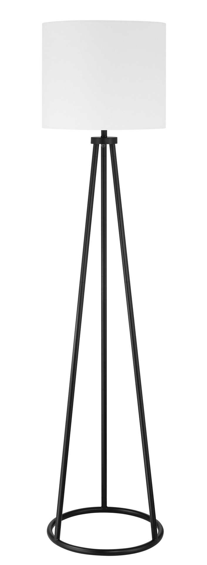 slide 1 of 6, allen + roth 63-in Matte Black Tripod Floor Lamp with Linen Shade, 1 ct