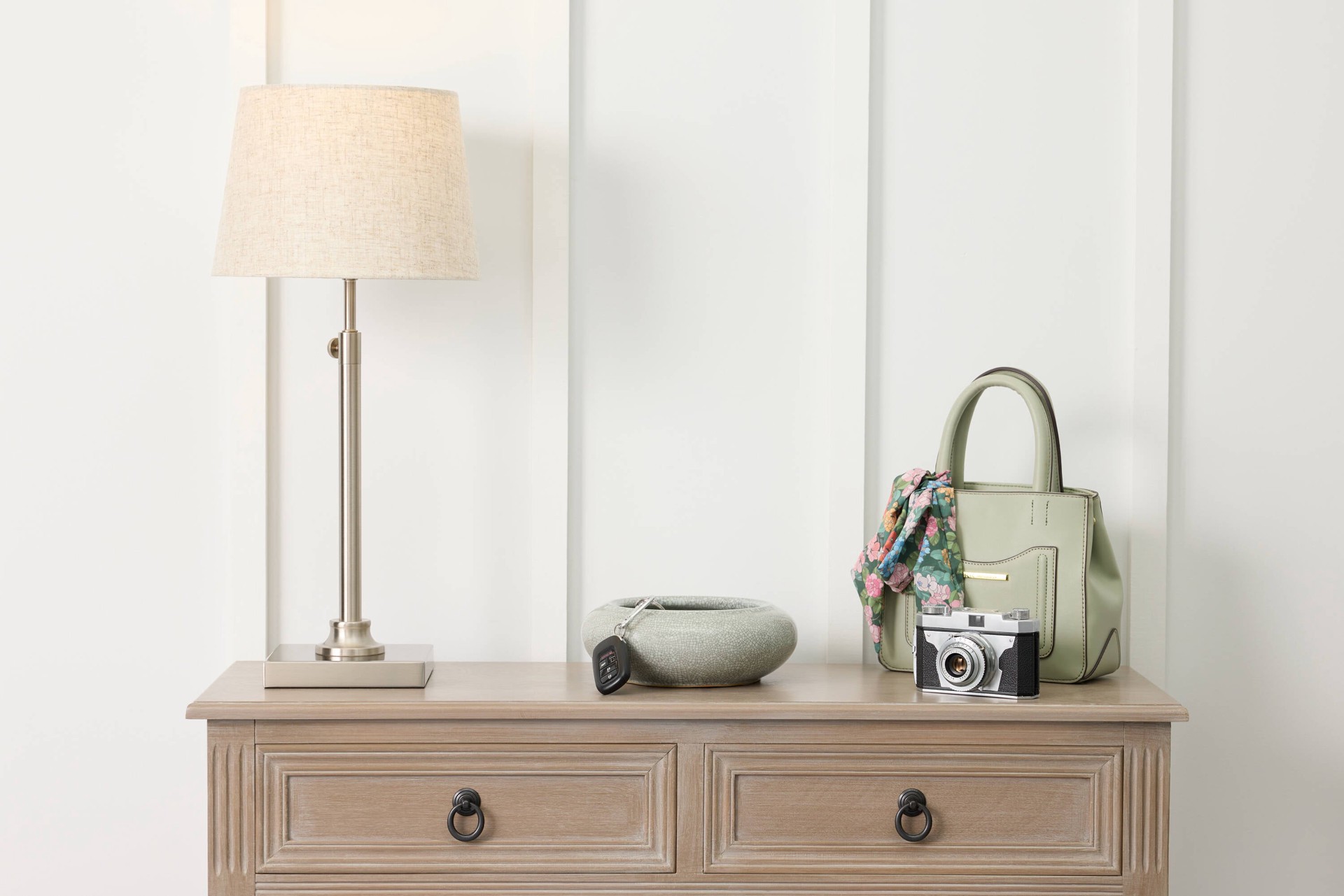 slide 2 of 6, allen + roth 7-in x 10-in Tan Linen Drum Lamp Shade, 1 ct