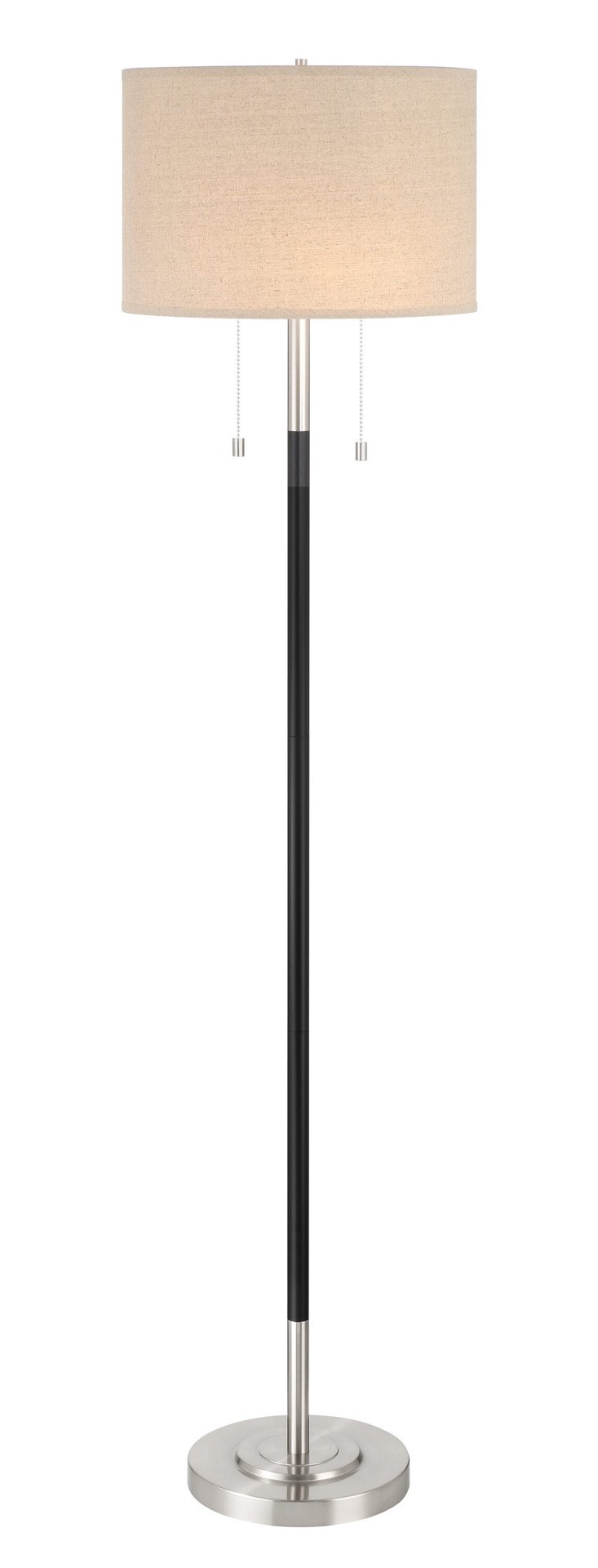slide 3 of 6, allen + roth 62.5-in Brushed Nickel Shaded floor lamp Floor Lamp with Linen Shade, 1 ct