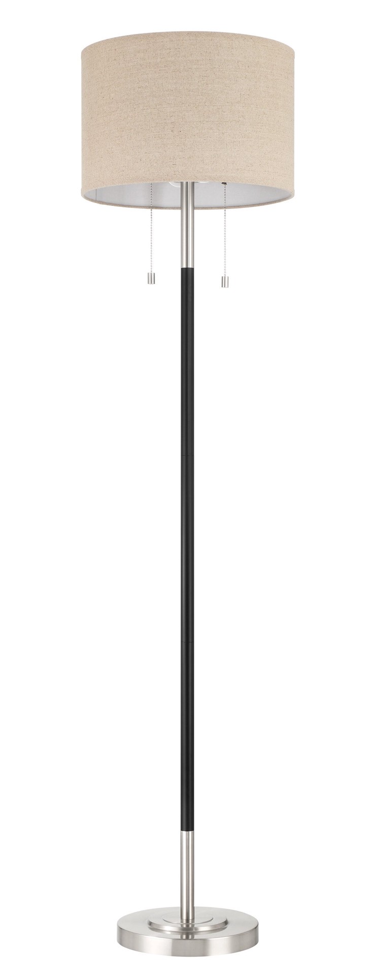 slide 4 of 6, allen + roth 62.5-in Brushed Nickel Shaded floor lamp Floor Lamp with Linen Shade, 1 ct
