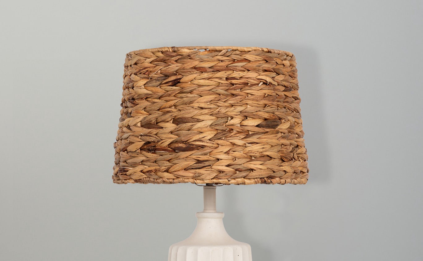 slide 4 of 6, allen + roth 10-in x 15-in Dark Hyacinth Seagrass Drum Lamp Shade, 1 ct