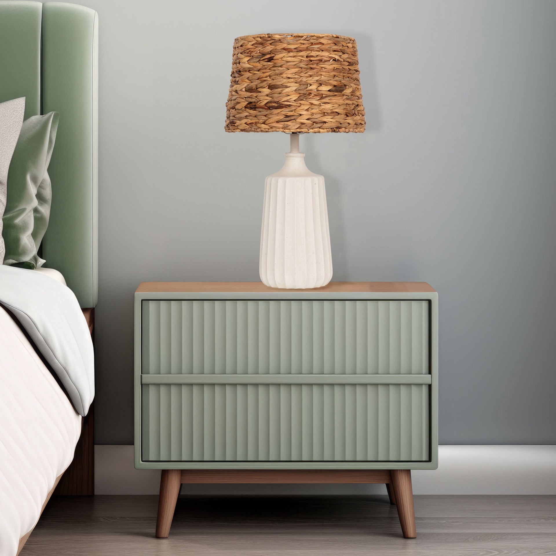 slide 6 of 6, allen + roth 10-in x 15-in Dark Hyacinth Seagrass Drum Lamp Shade, 1 ct