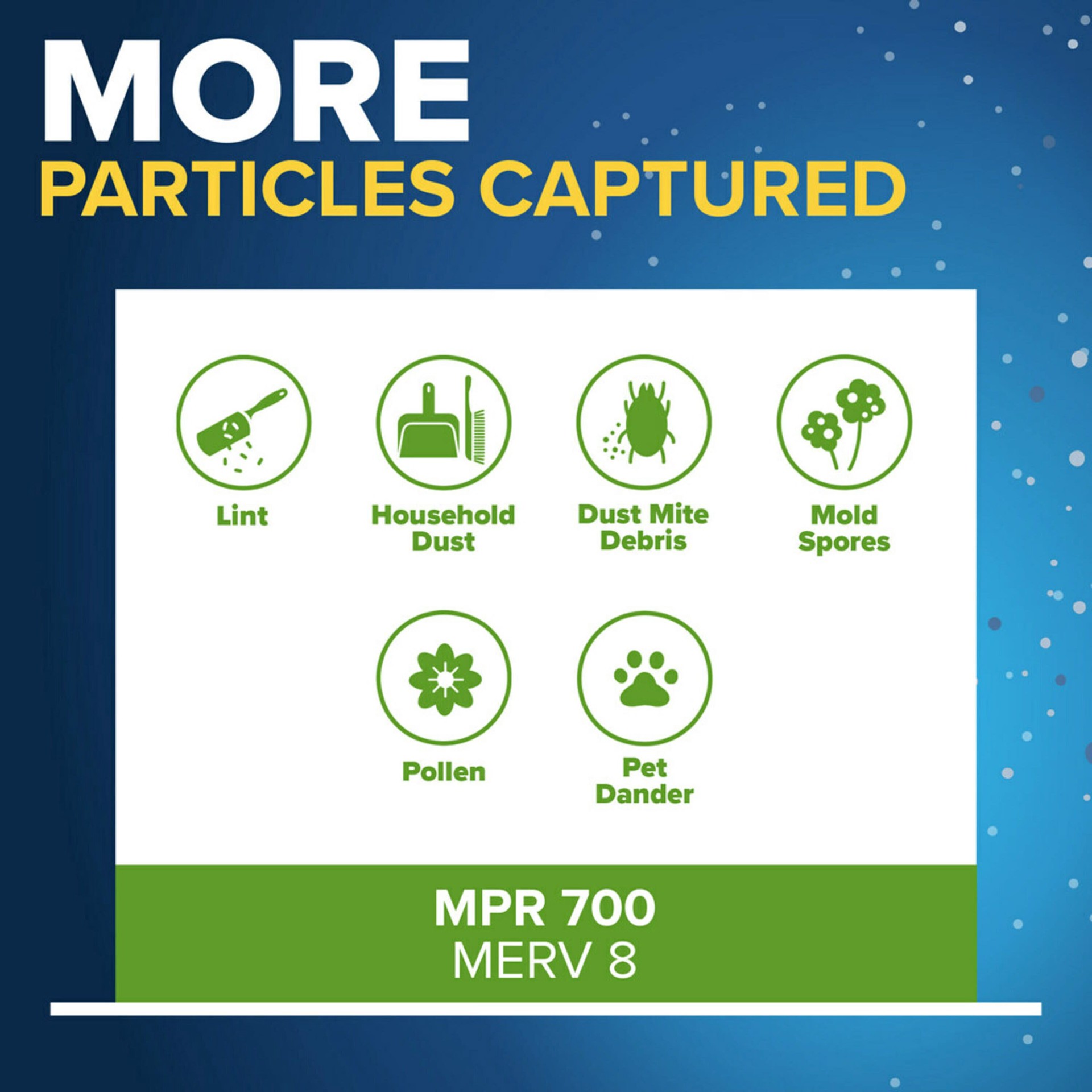 slide 2 of 6, Filtrete 23 x 23 x 1 MERV 8 700 MPR Dust, Pollen, and Pet Dander Reduction Electrostatic Air Filter, 1 ct