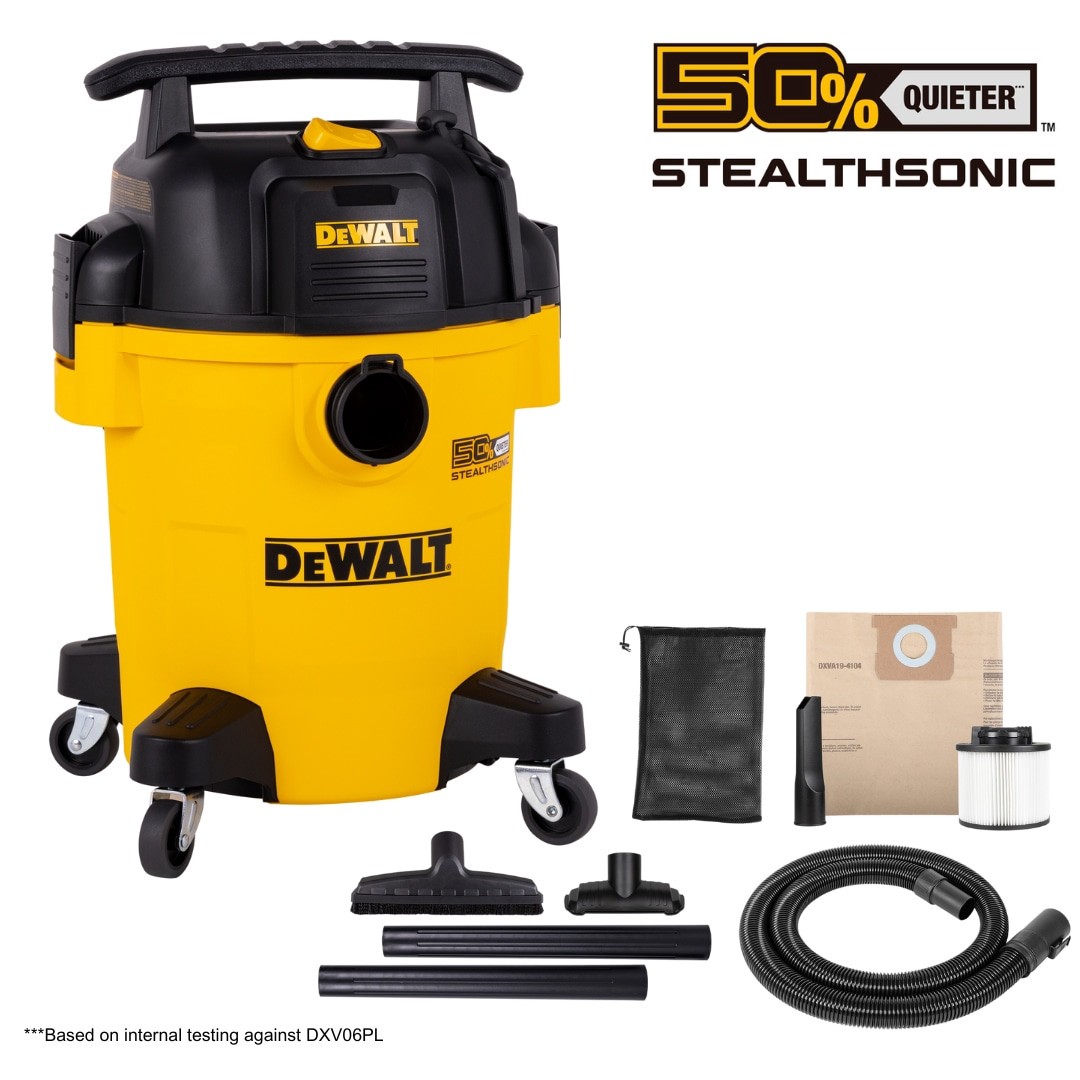 slide 2 of 6, DEWALT Stealthsonic Quiet 6-Gallon 4 HP Corded Wet/Dry Shop Vacuum with Accessories Included, 1 ct