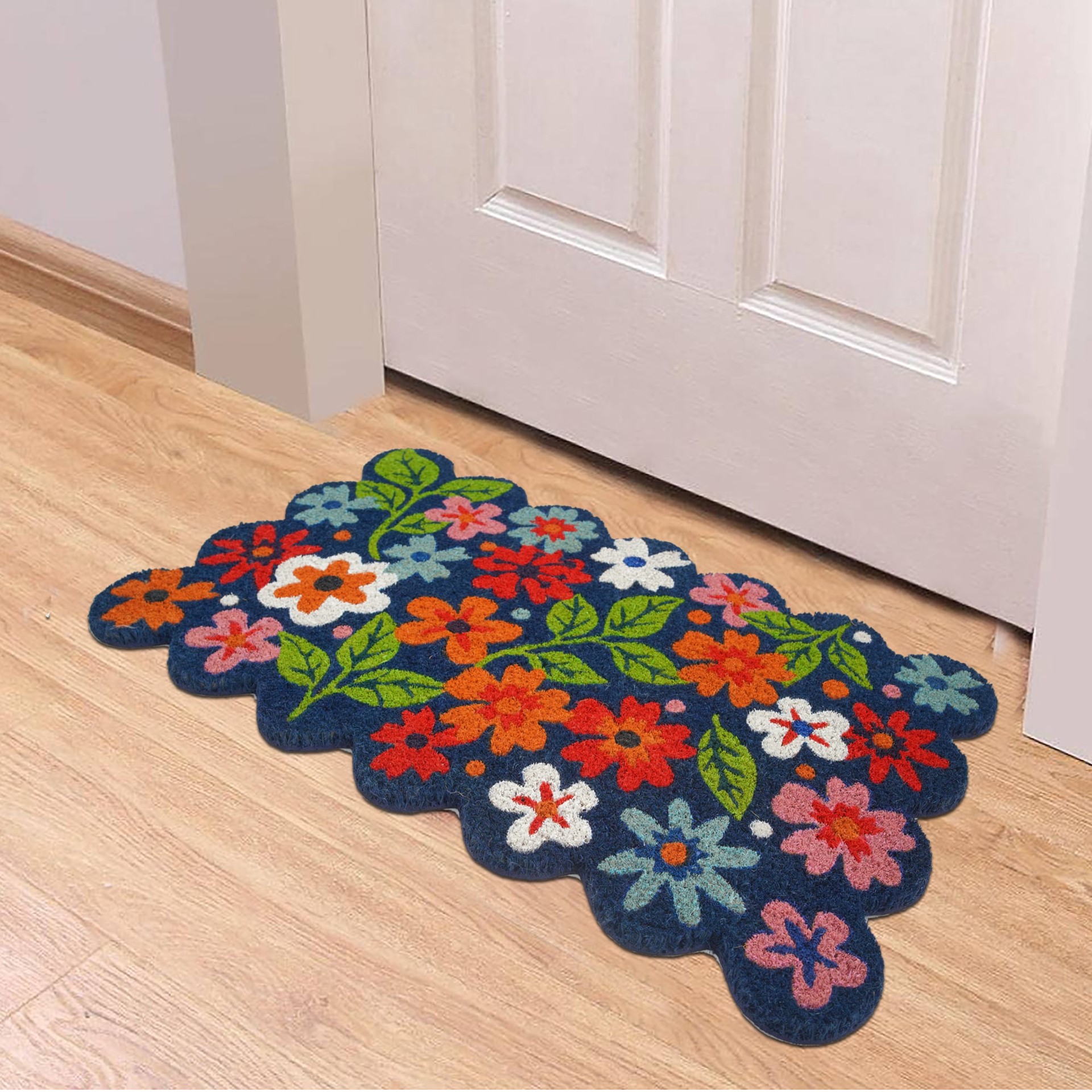 slide 4 of 6, Style Selections 1-1/2-ft x 2-1/2-ft Natural Coir/Latex Rectangular Indoor or outdoor Decorative Summer Door mat, 1 ct