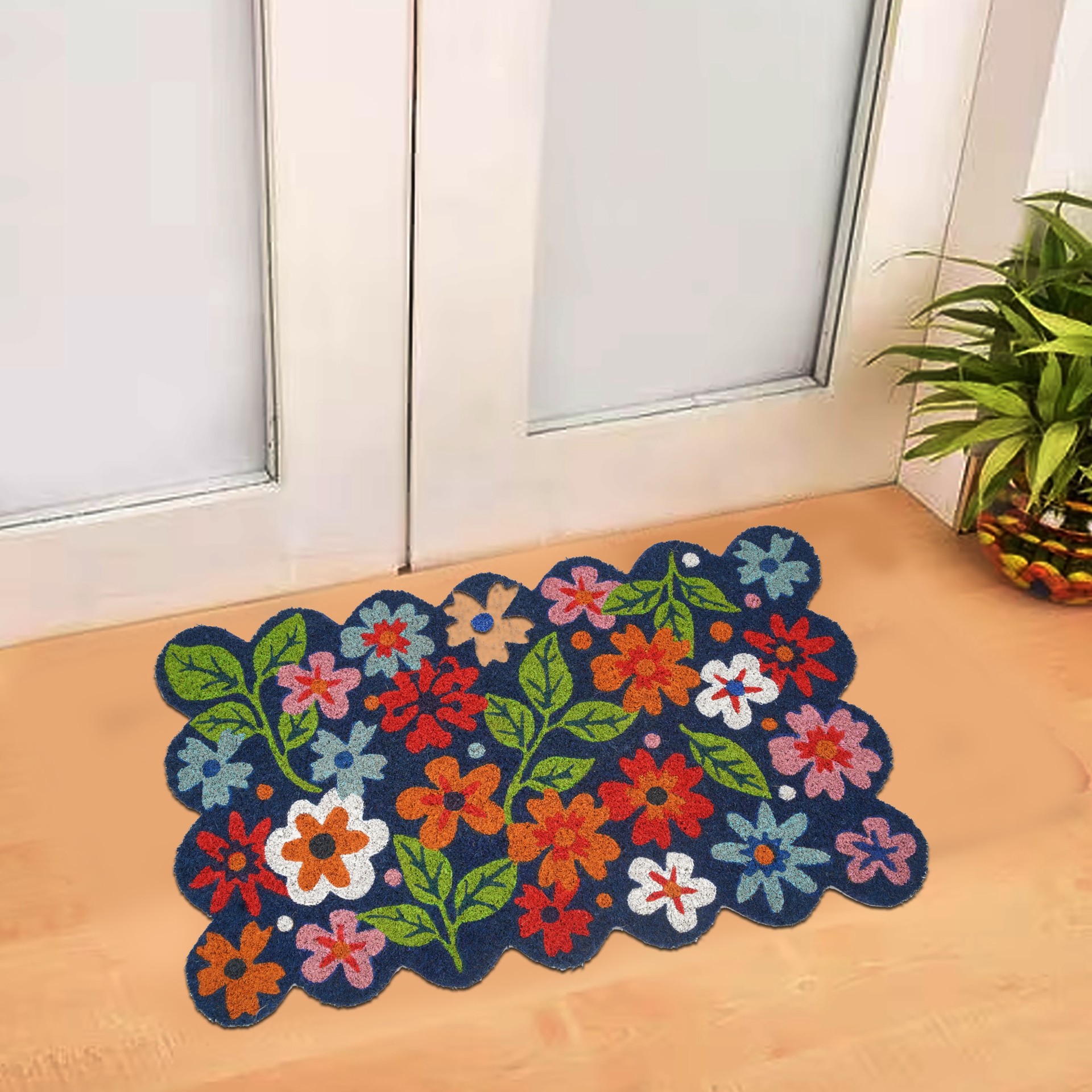 slide 6 of 6, Style Selections 1-1/2-ft x 2-1/2-ft Natural Coir/Latex Rectangular Indoor or outdoor Decorative Summer Door mat, 1 ct