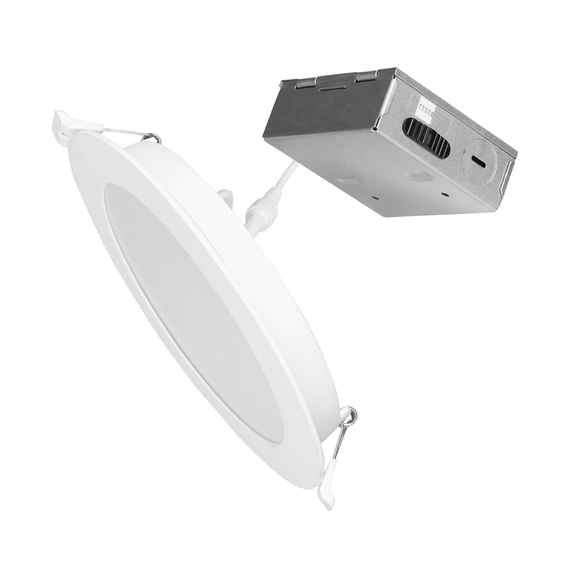 slide 2 of 6, Utilitech White 6-in 650 -Lumens Switchable white Round Dimmable LED Canless Wet rated Recessed Downlight 12 -Pack, 1 ct