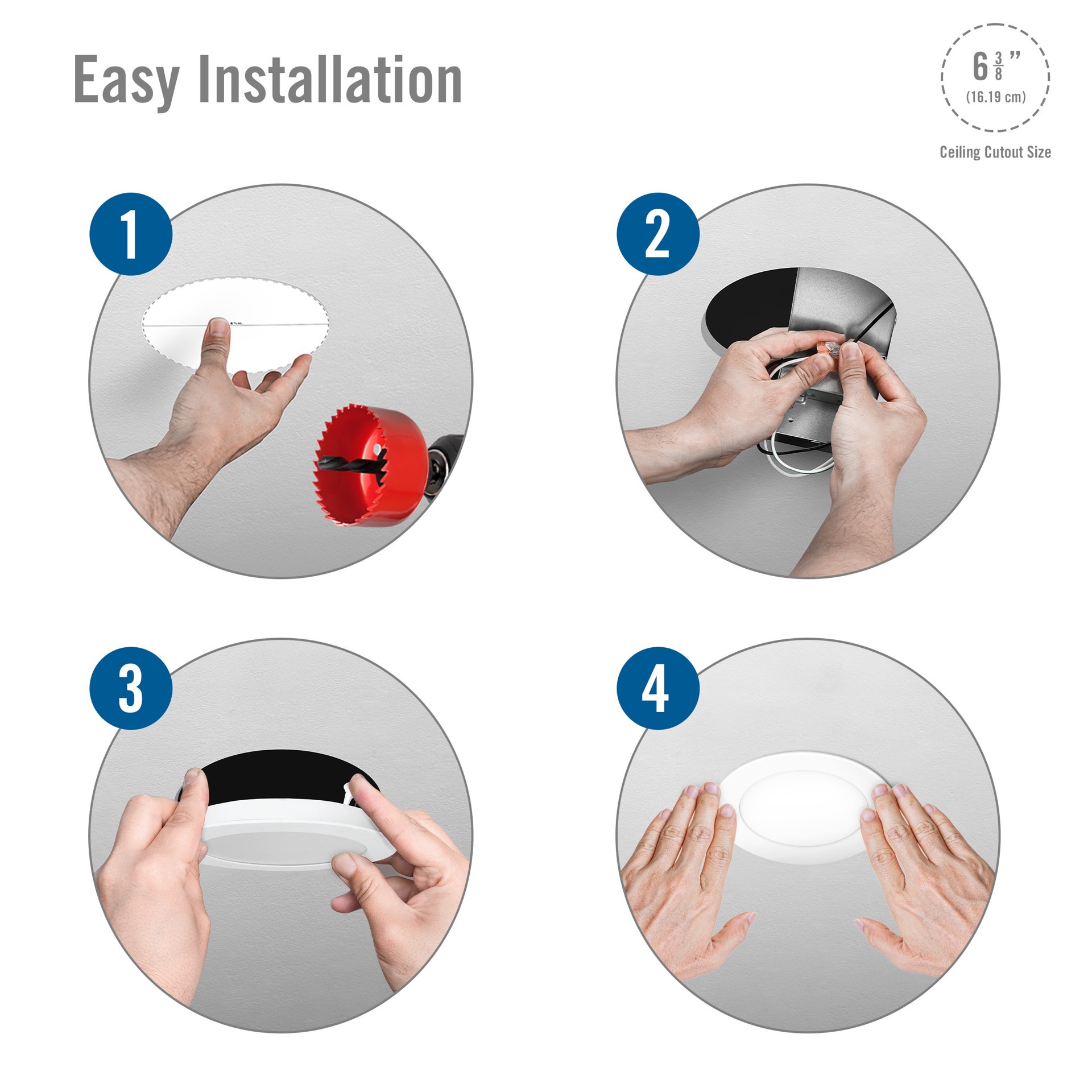 slide 5 of 6, Utilitech White 6-in 650 -Lumens Switchable white Round Dimmable LED Canless Wet rated Recessed Downlight 12 -Pack, 1 ct