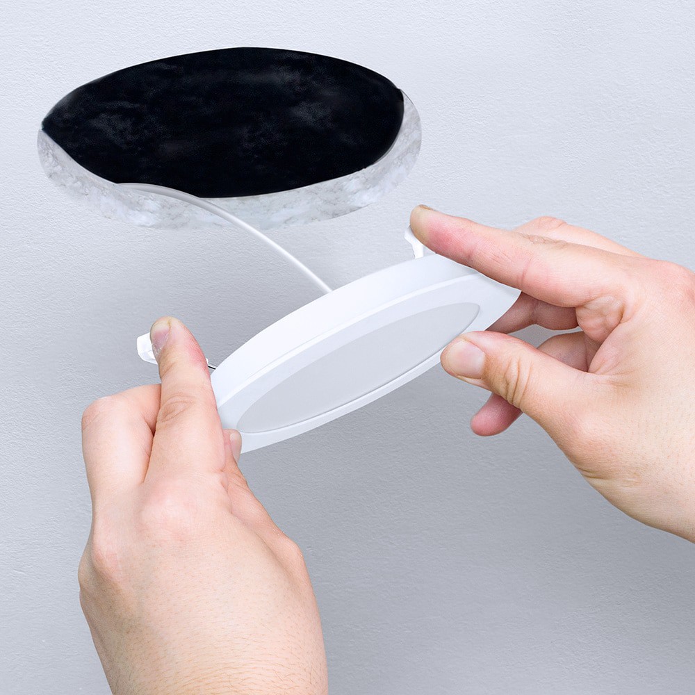 slide 6 of 6, Utilitech White 6-in 650 -Lumens Switchable white Round Dimmable LED Canless Wet rated Recessed Downlight 12 -Pack, 1 ct