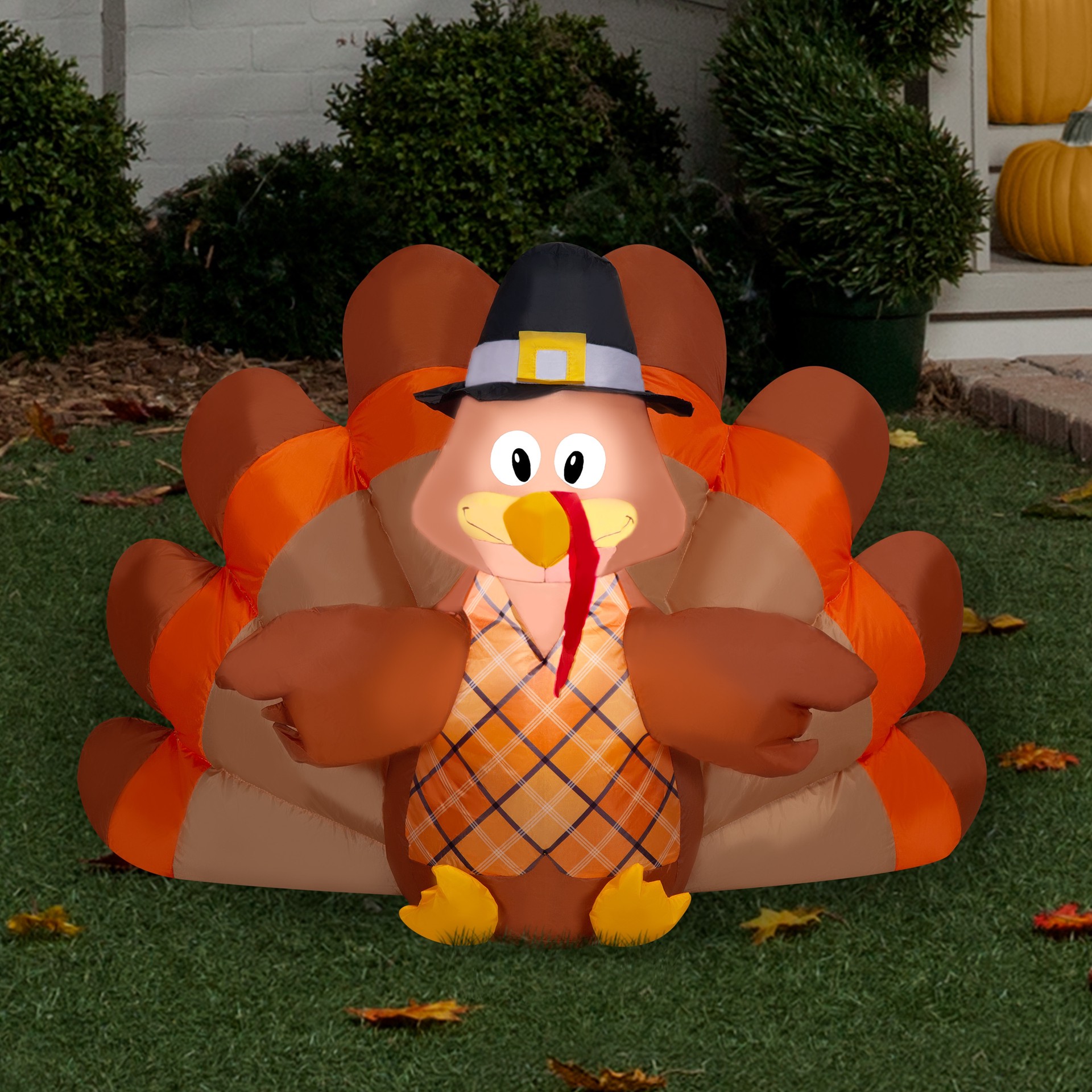 slide 6 of 6, Haunted Living 2.75-ft Pilgrim Turkey Inflatable, 1 ct