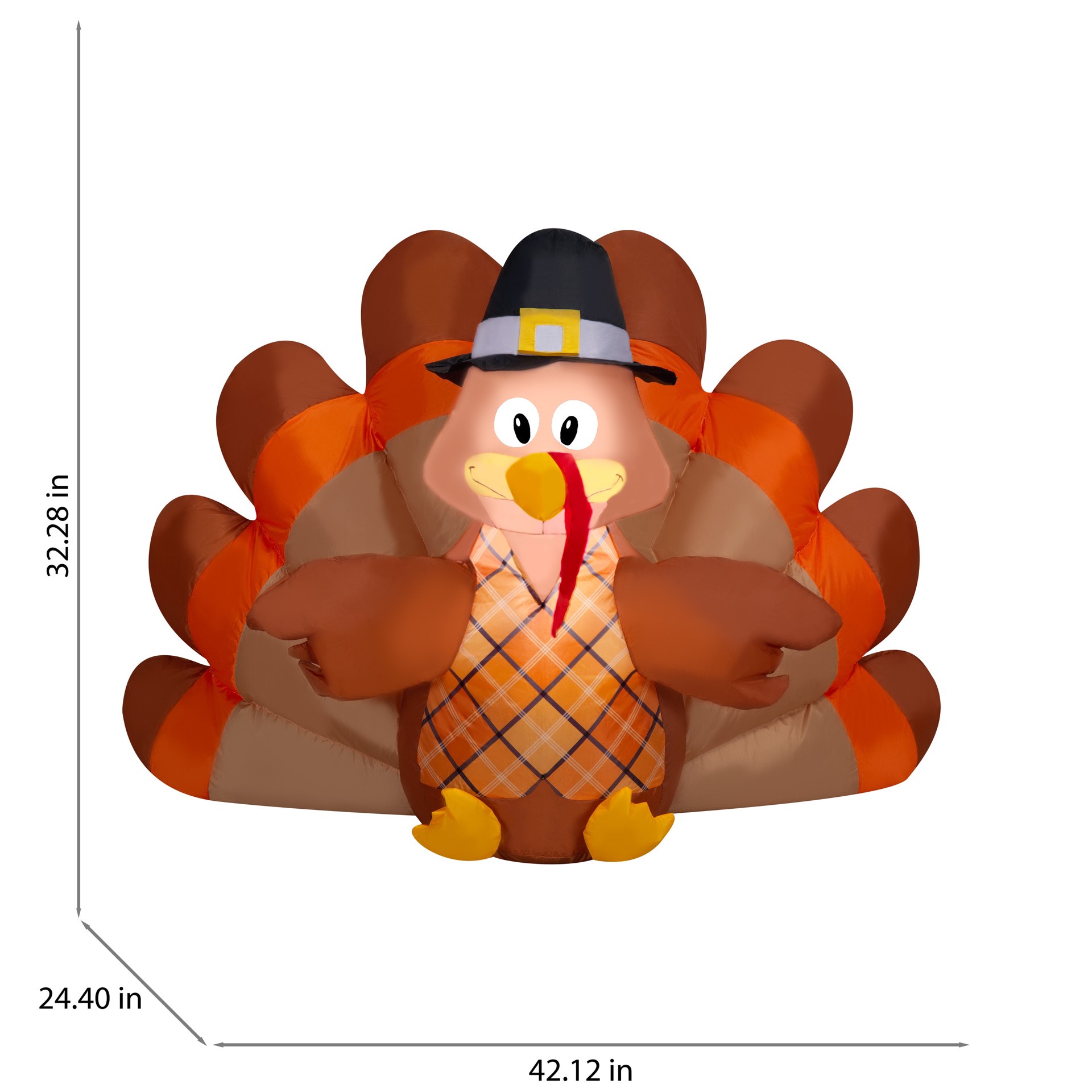 slide 4 of 6, Haunted Living 2.75-ft Pilgrim Turkey Inflatable, 1 ct