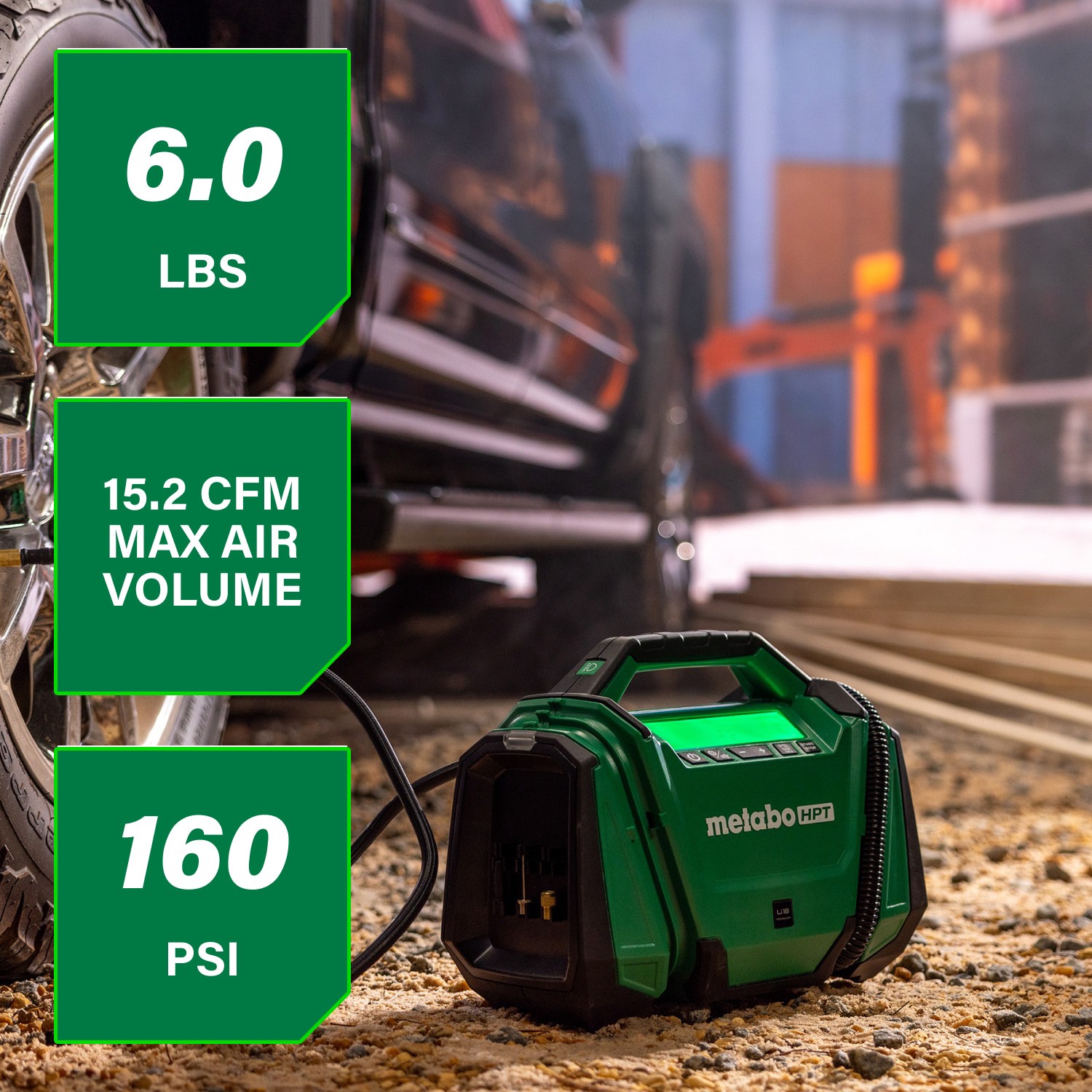 slide 2 of 6, Metabo HPT MultiVolt 18-volt Li-ion Air Inflator (Power Source: Battery/Car/Electric ), 1 ct