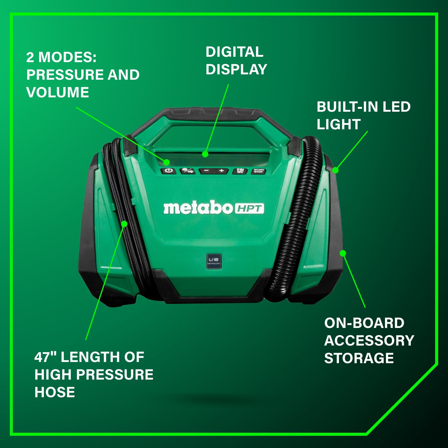 slide 4 of 6, Metabo HPT MultiVolt 18-volt Li-ion Air Inflator (Power Source: Battery/Car/Electric ), 1 ct