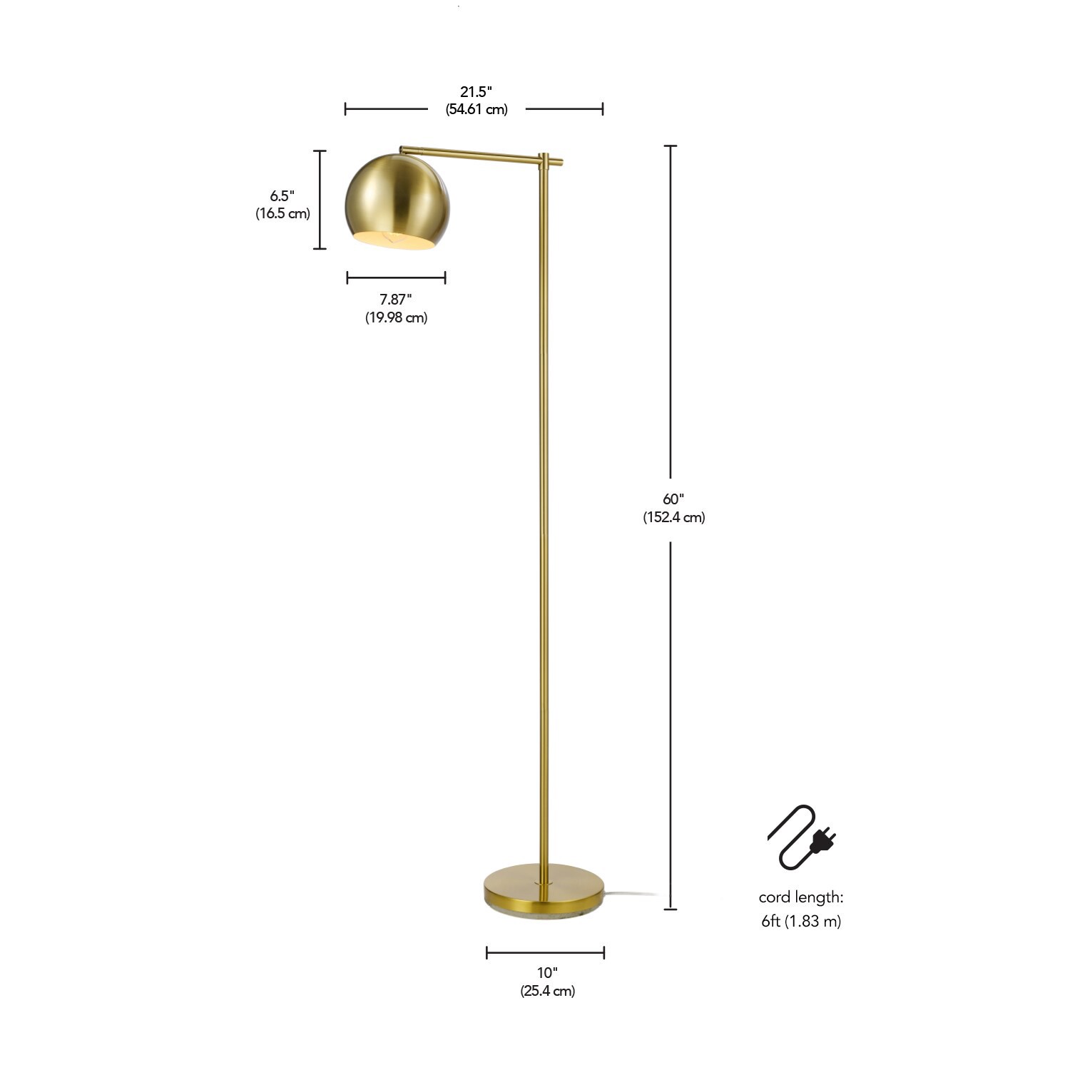 slide 4 of 6, Origin 21 60.125-in Matte Brass Downbridge Floor Lamp with Metal Shade, 1 ct