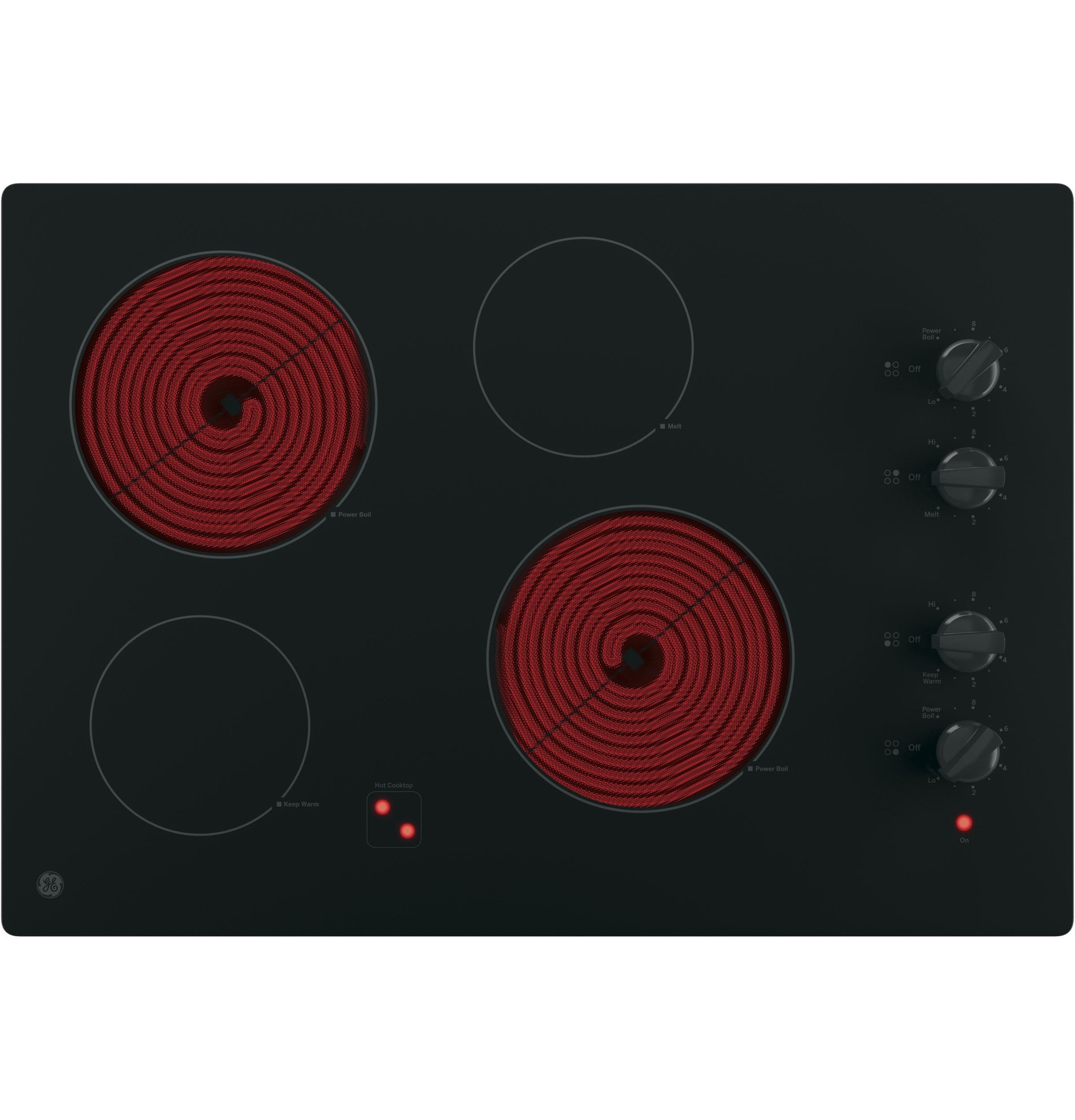 slide 2 of 6, GE 30-in 4 burners Smooth surface Black Electric Cooktop, 1 ct