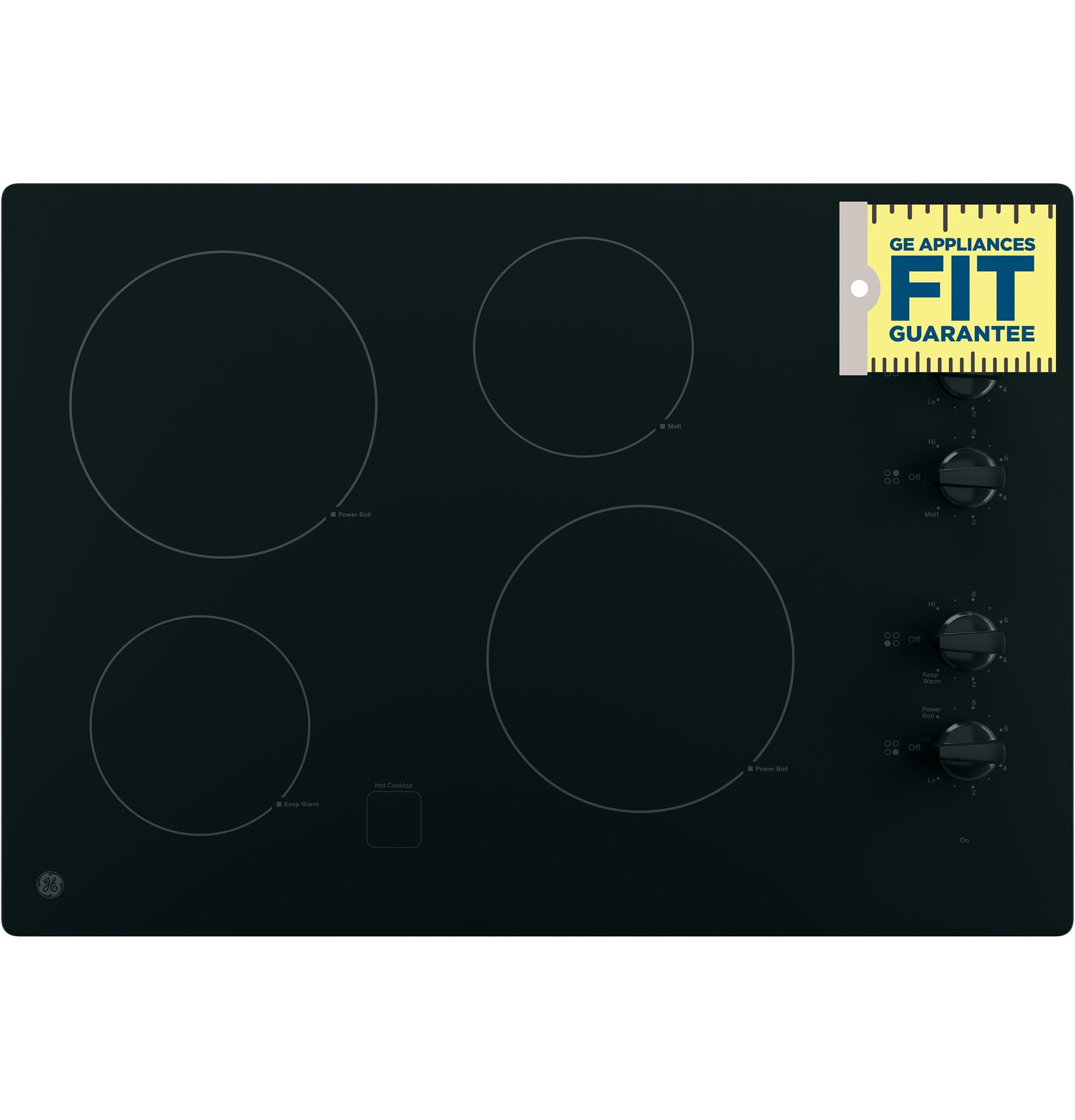 slide 4 of 6, GE 30-in 4 burners Smooth surface Black Electric Cooktop, 1 ct