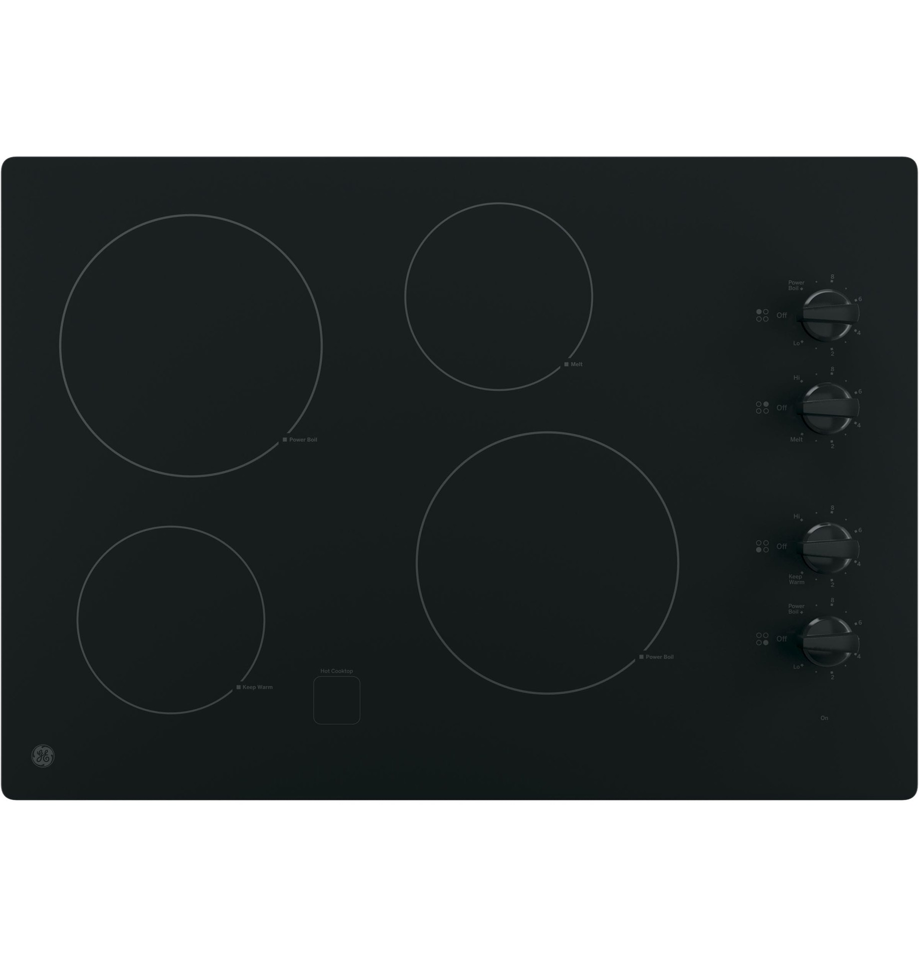 slide 1 of 6, GE 30-in 4 burners Smooth surface Black Electric Cooktop, 1 ct