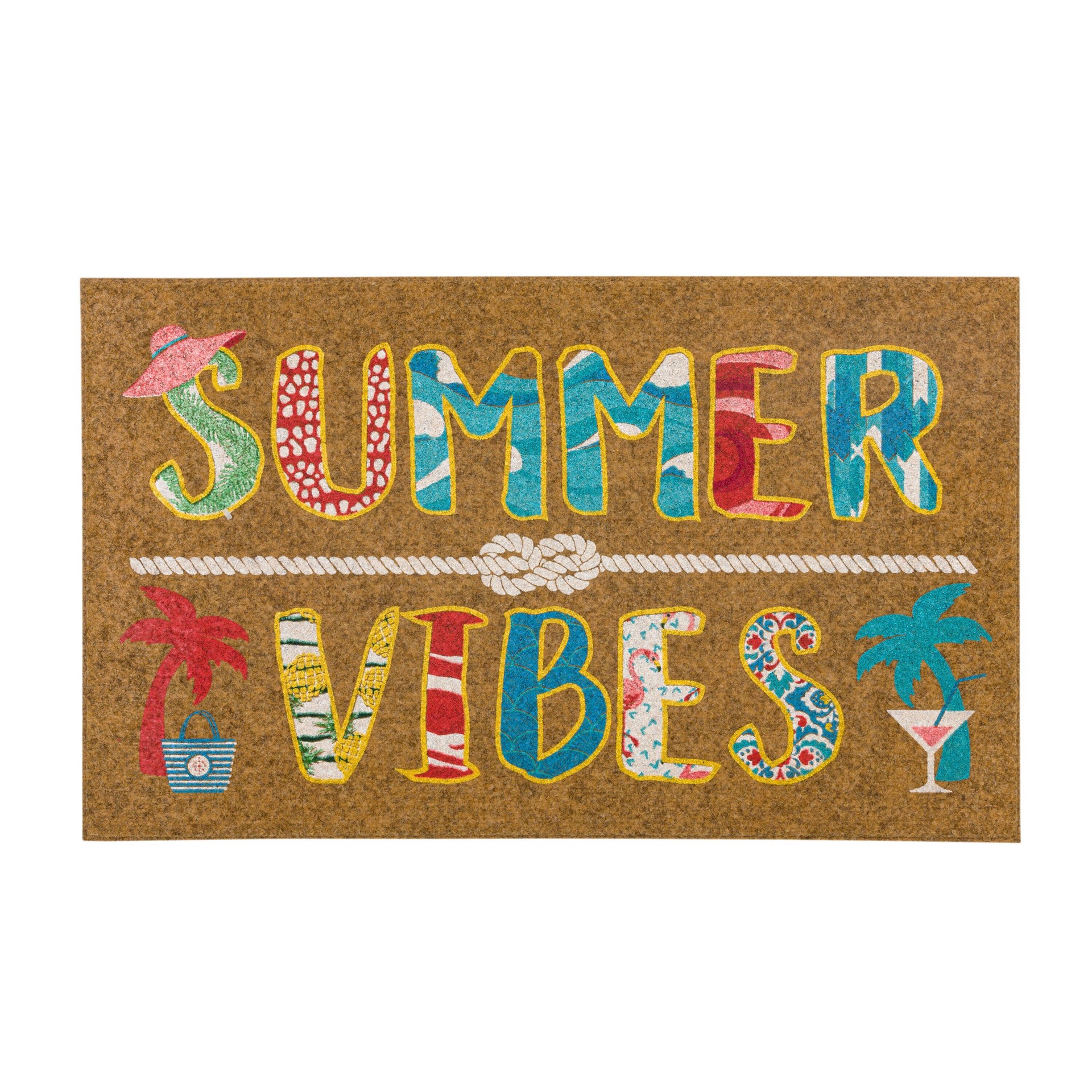 slide 3 of 6, Style Selections 1-1/2-ft x 2-1/2-ft Multi Polyester Rectangular Indoor or Outdoor Decorative Summer Door Mat, 1 ct