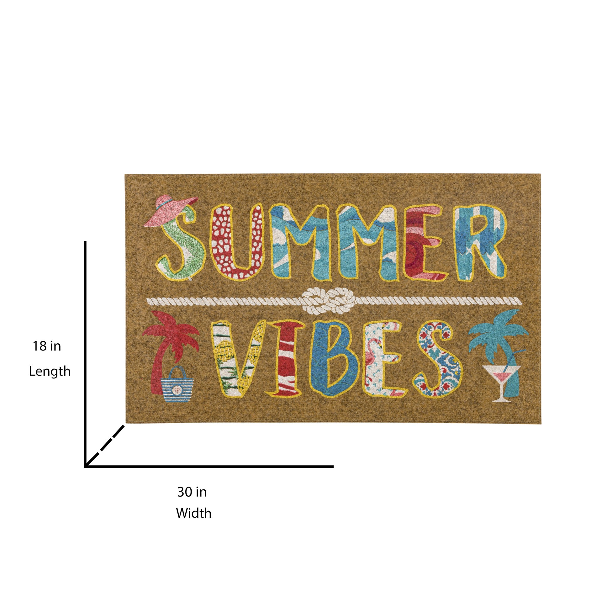 slide 4 of 6, Style Selections 1-1/2-ft x 2-1/2-ft Multi Polyester Rectangular Indoor or Outdoor Decorative Summer Door Mat, 1 ct