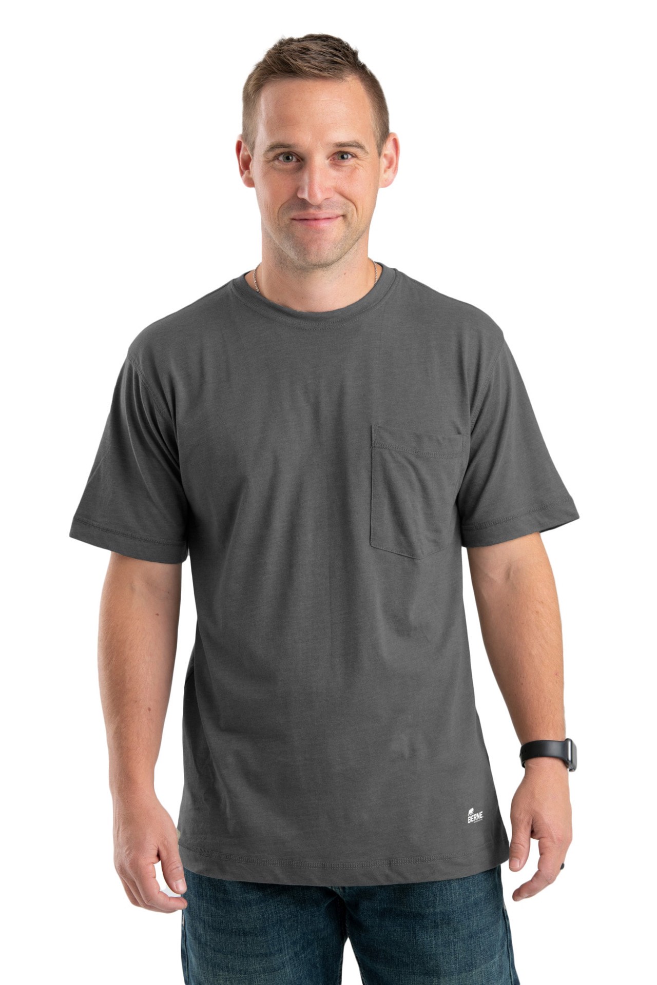 slide 4 of 4, BERNE APPAREL Men's Gray Light weight Jersey Short sleeve T-shirt ( XL ), 1 ct