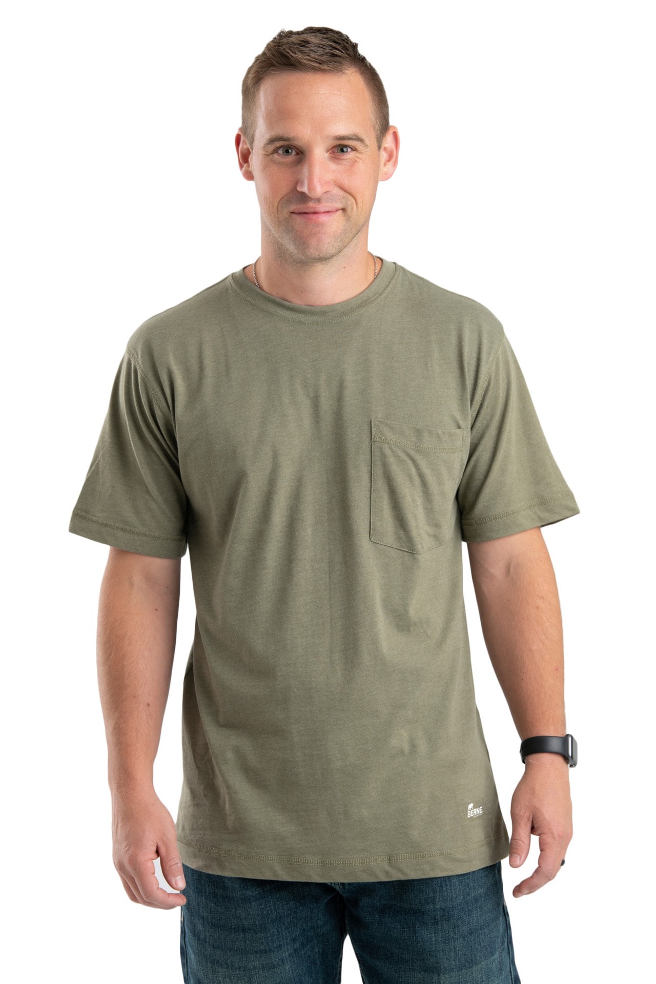 slide 4 of 4, BERNE APPAREL Men's Green Light weight Jersey Short sleeve T-shirt ( XL ), 1 ct