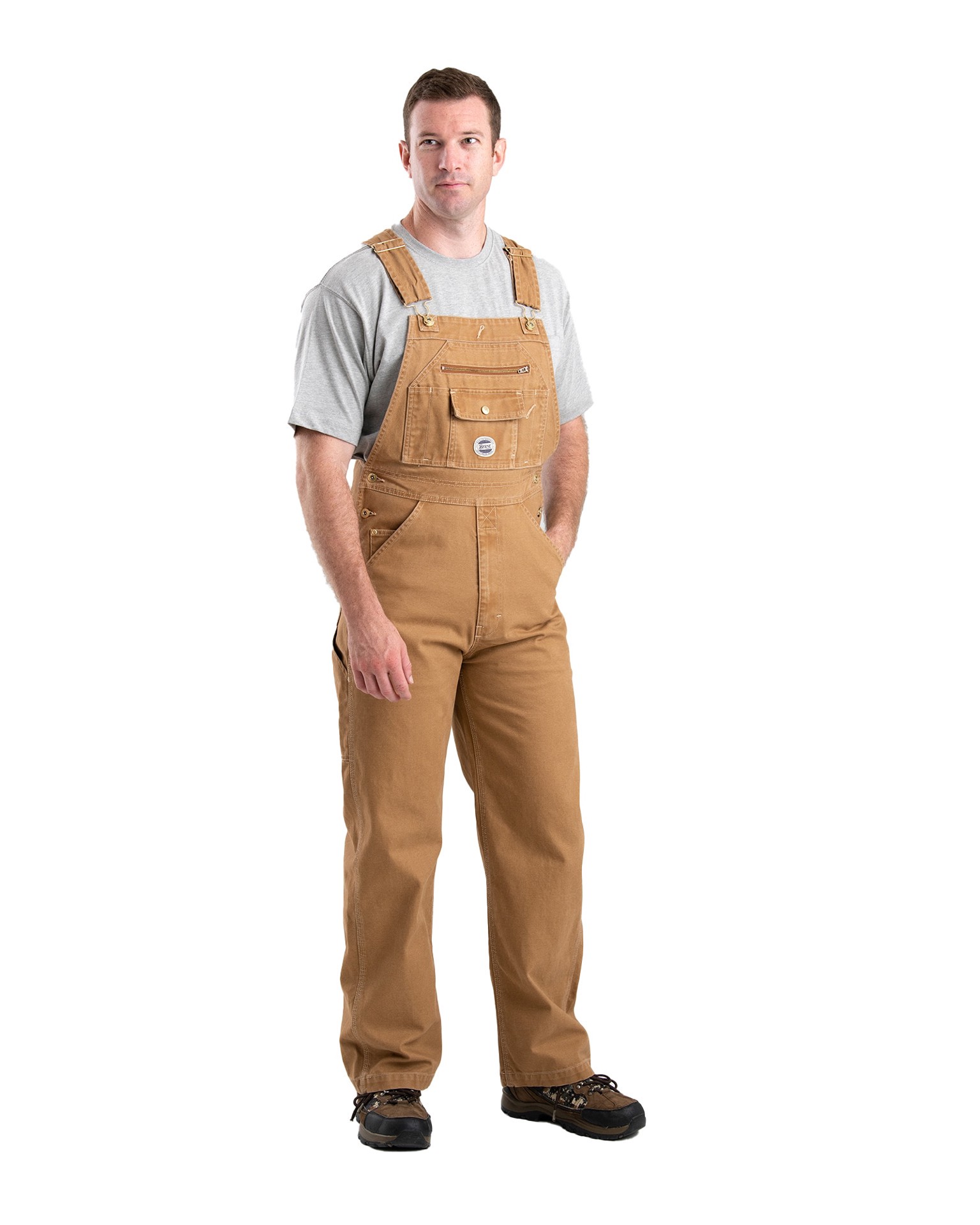 slide 3 of 4, BERNE APPAREL Men's Brown Sleeveless Canvas Overall ( M ), 1 ct