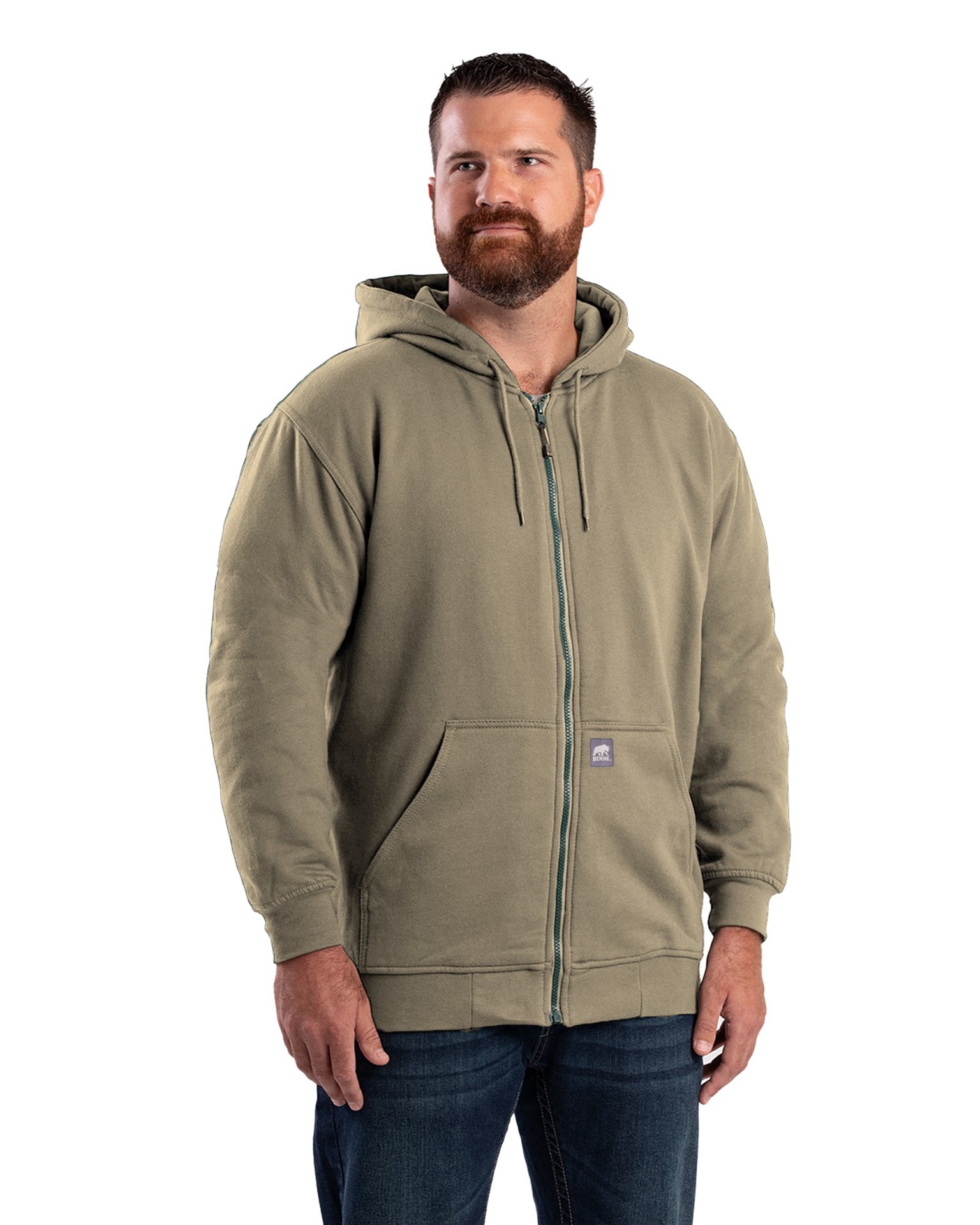 slide 3 of 5, BERNE APPAREL Men's Alpine Green Fleece Hooded Insulated Work jacket ( XL ), 1 ct
