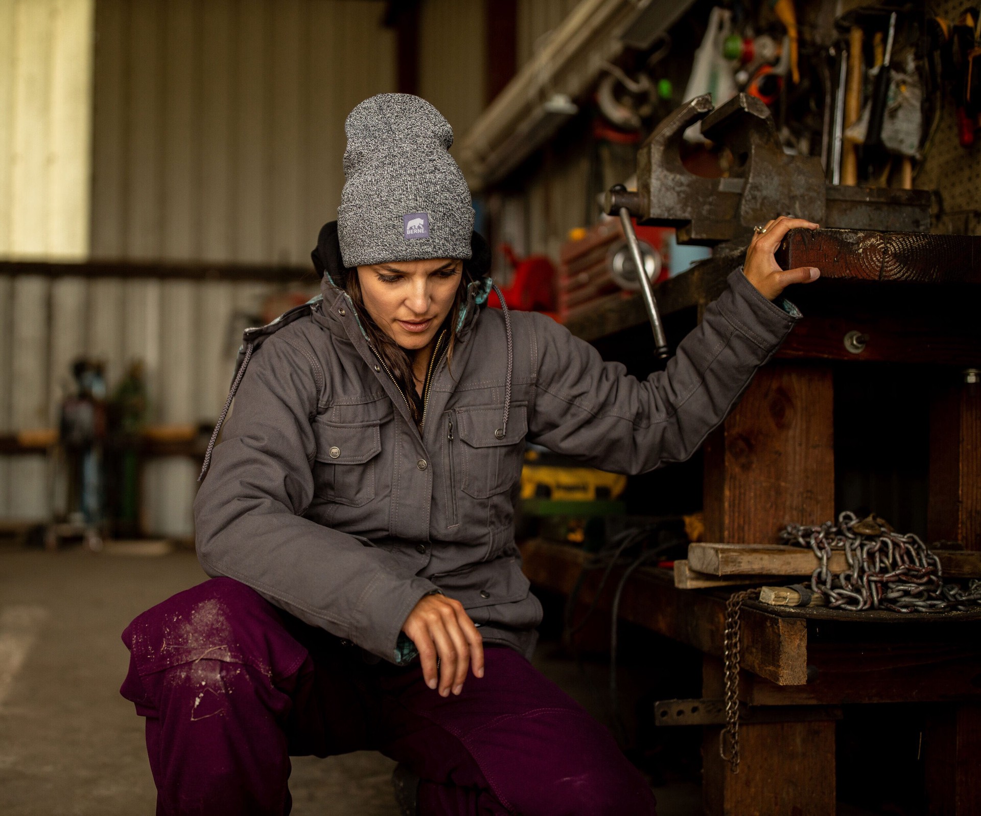 slide 2 of 4, BERNE APPAREL Adult unisex Black White Acrylic Knit hat, 1 ct