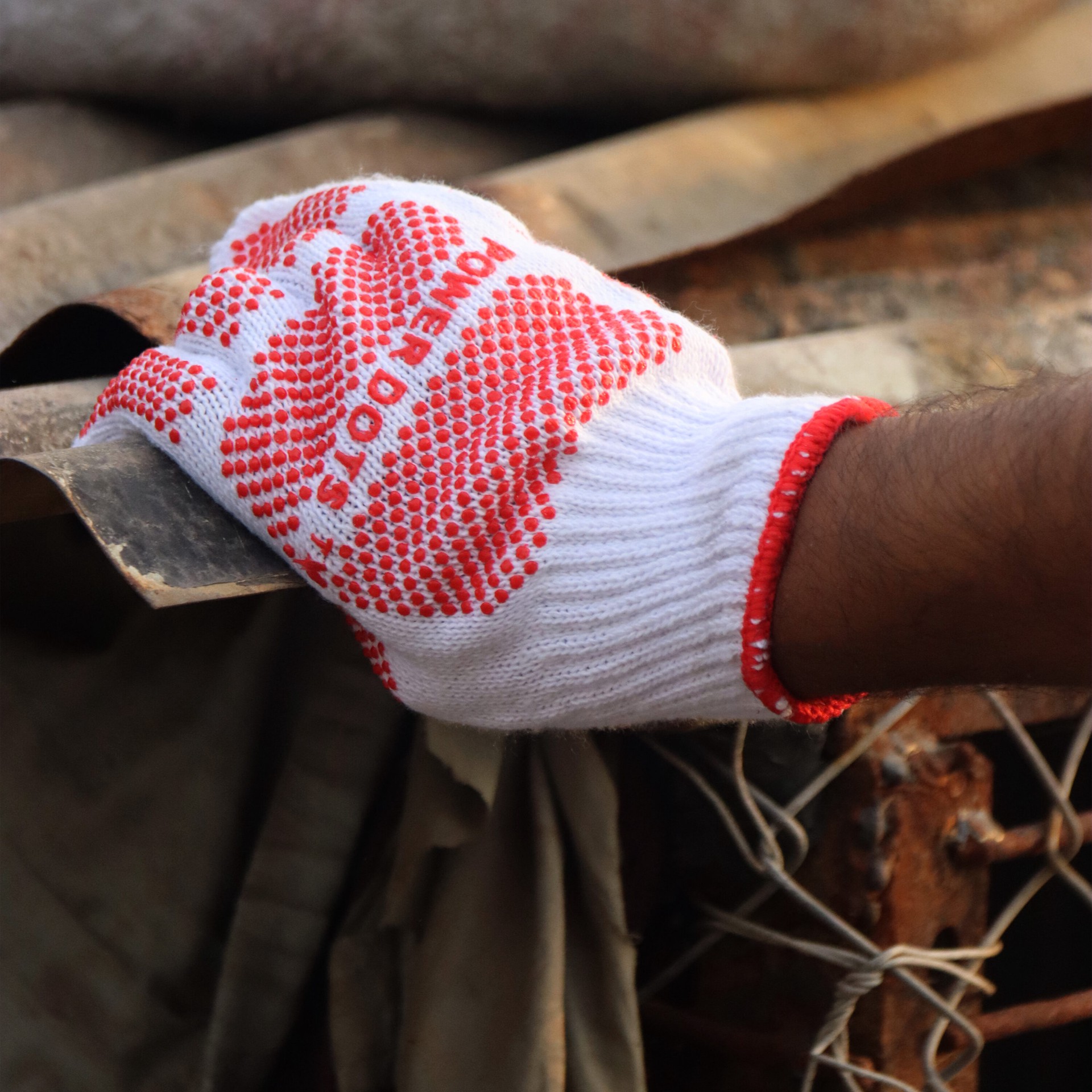 slide 4 of 5, HandCrew One size fits all Red Poly/Cotton Construction Gloves 2 -Pairs, 1 ct