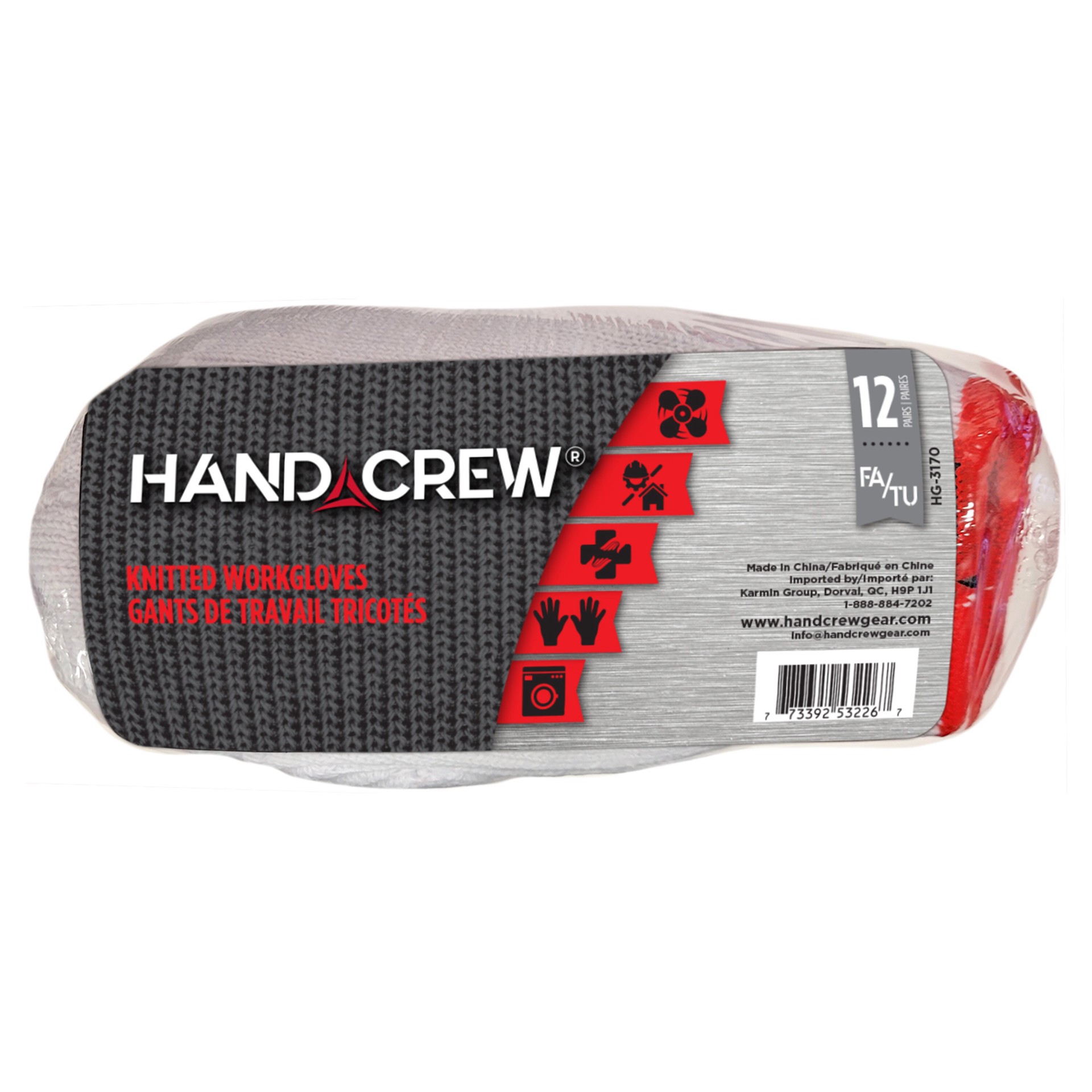 slide 5 of 5, HandCrew One size fits all White Poly/Cotton Construction Gloves 12 -Pairs, 1 ct