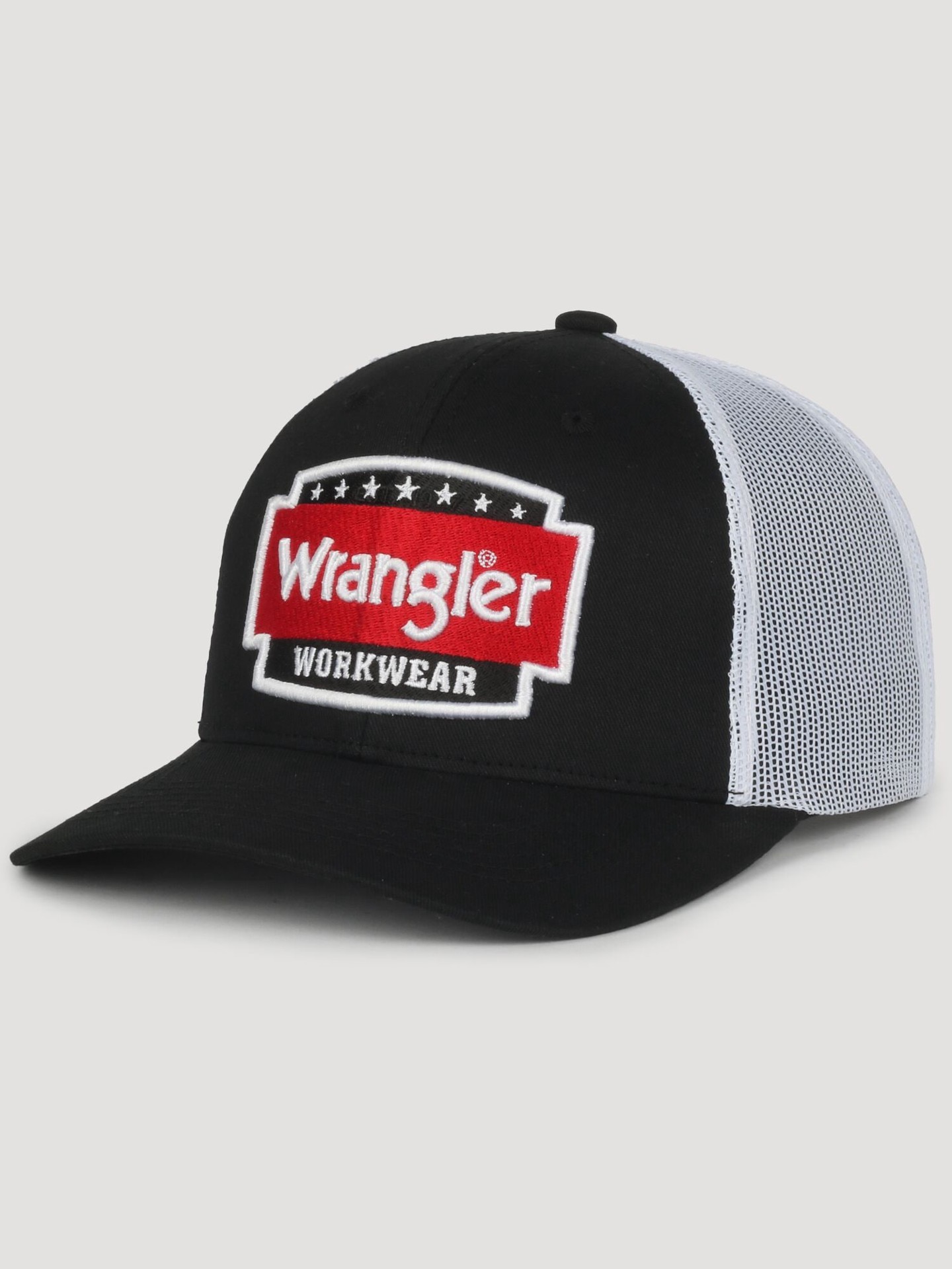 slide 1 of 4, Wrangler Adult unisex Black/White Cotton/Polyester Trucker hat, 1 ct