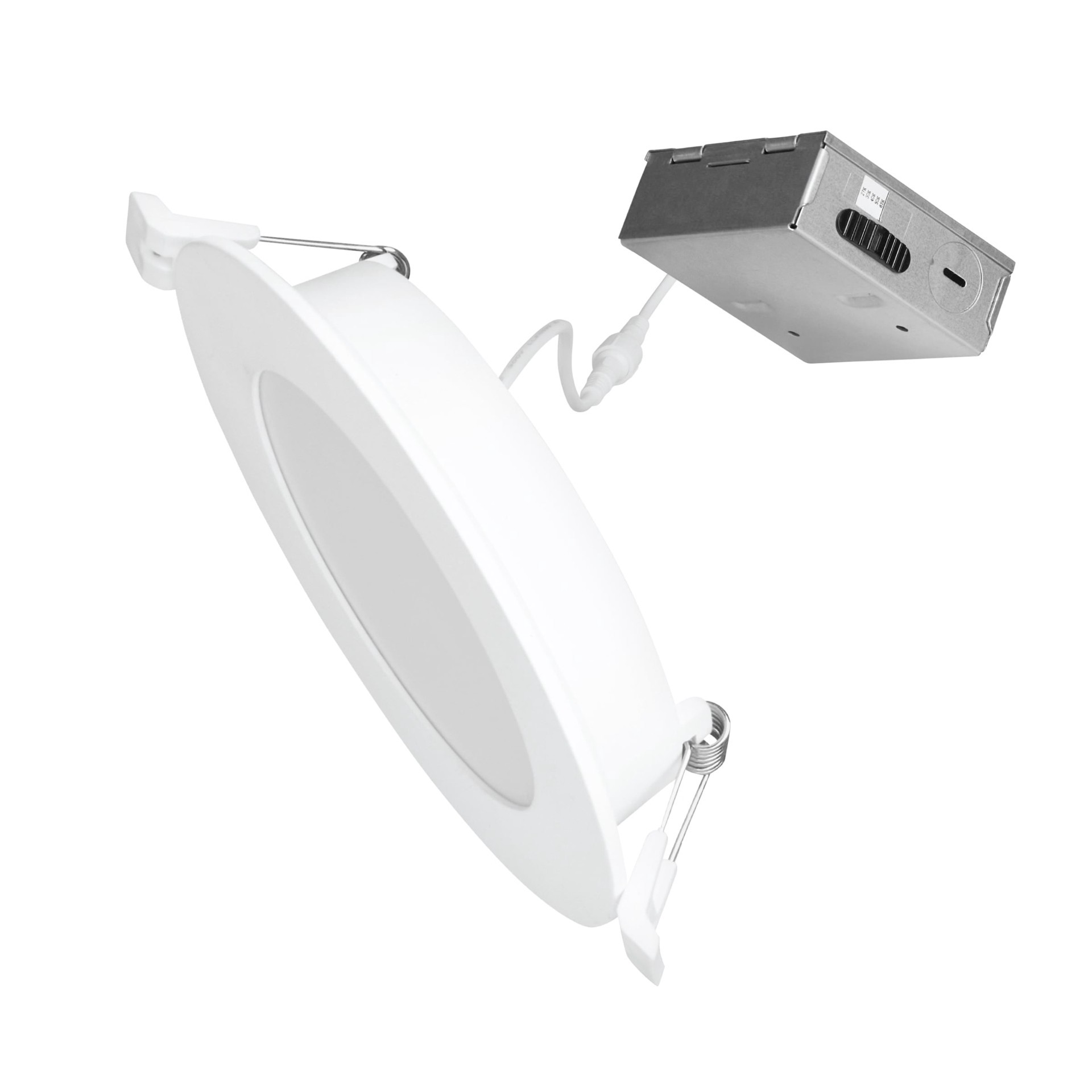 slide 2 of 6, Utilitech White 4-in 450 -Lumens Switchable white Round Dimmable LED Canless Wet rated Recessed Downlight 12 -Pack, 1 ct