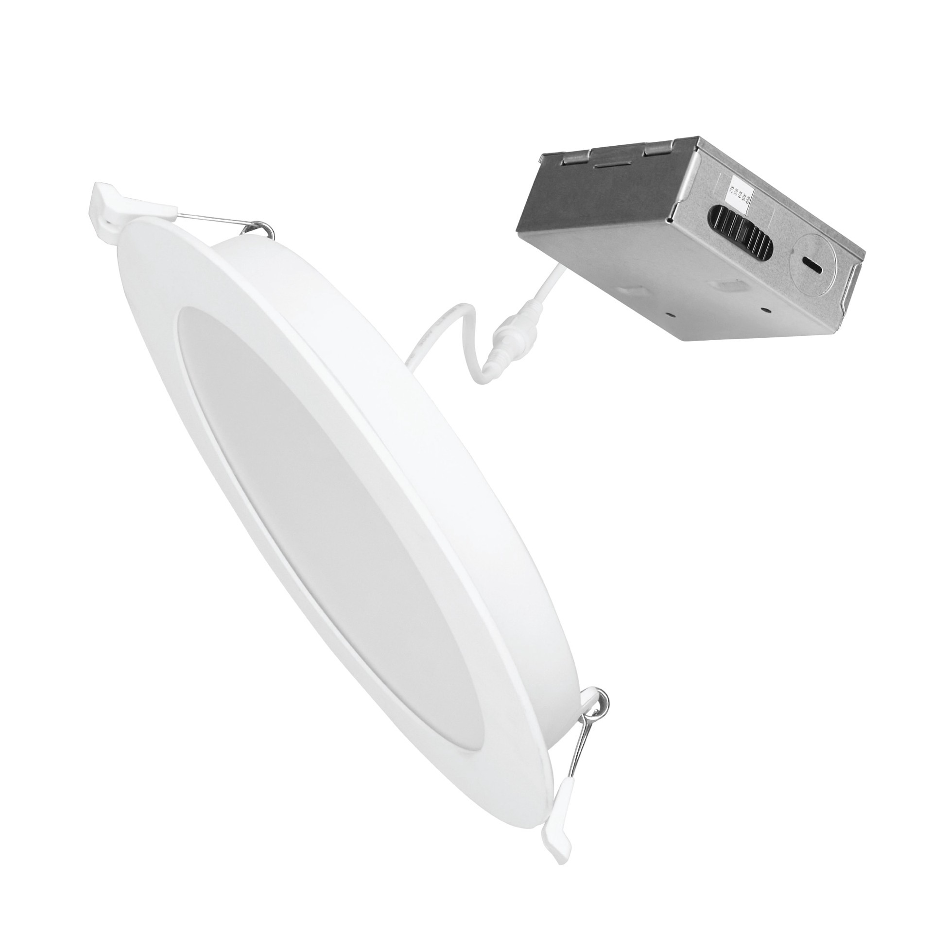 slide 2 of 6, Utilitech White 6-in 650 -Lumens Switchable white Round LED Canless Wet rated Recessed Downlight 6 -Pack, 1 ct