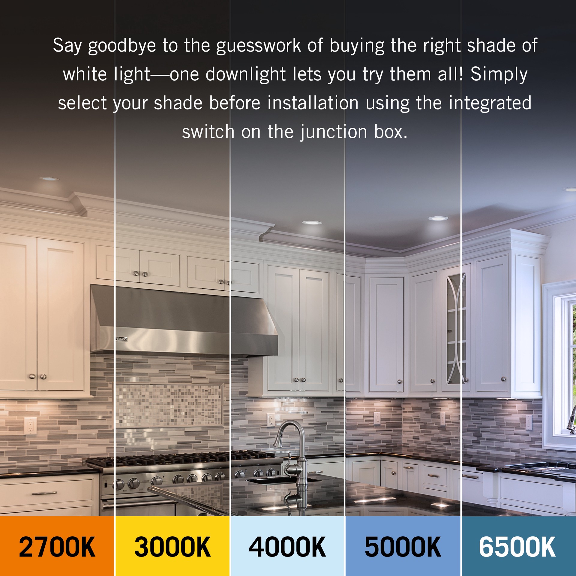 slide 3 of 6, Utilitech White 6-in 650 -Lumens Switchable white Round LED Canless Wet rated Recessed Downlight 6 -Pack, 1 ct