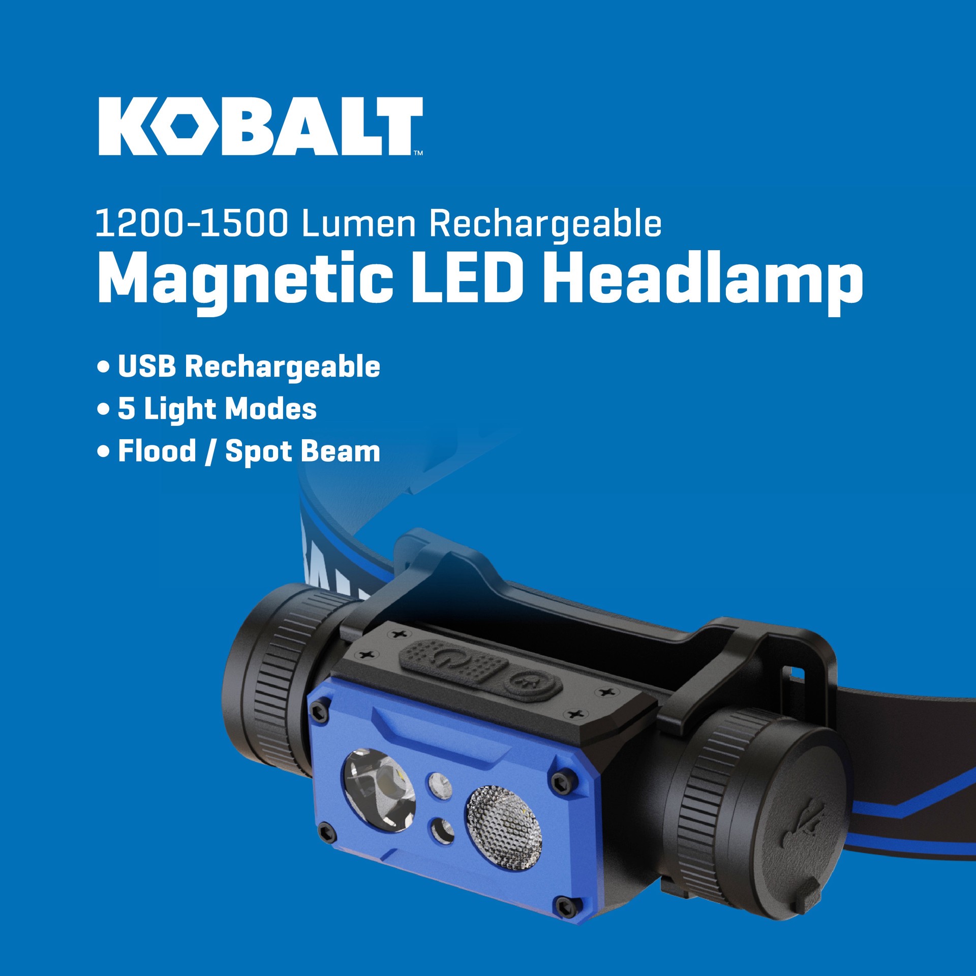 slide 3 of 6, Kobalt 1200-Lumen 5 -Mode LED Rechargeable Headlamp, 1 ct