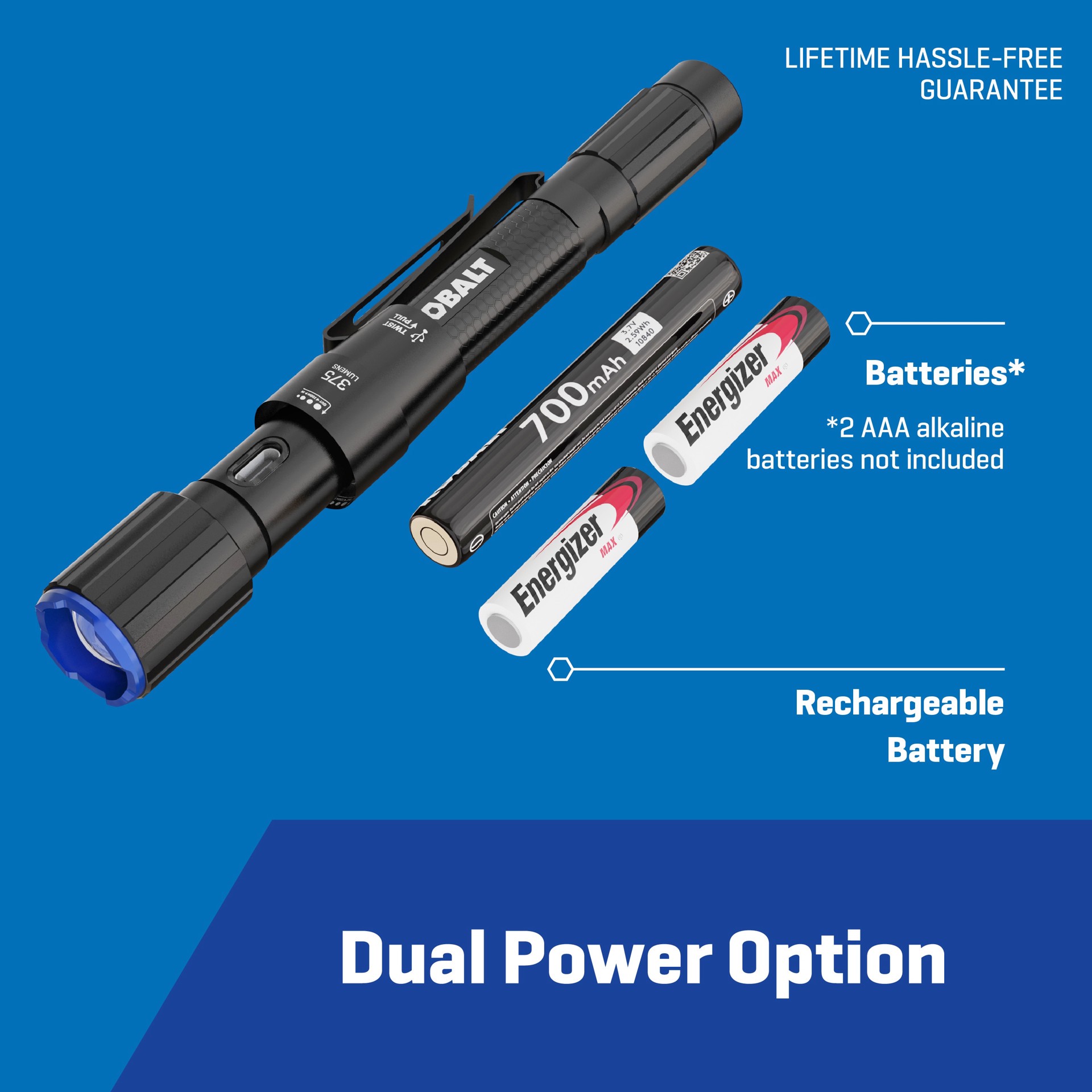 slide 3 of 6, Kobalt 375-Lumen 4 -Adjustable Mode LED Rechargeable Flashlight, 1 ct