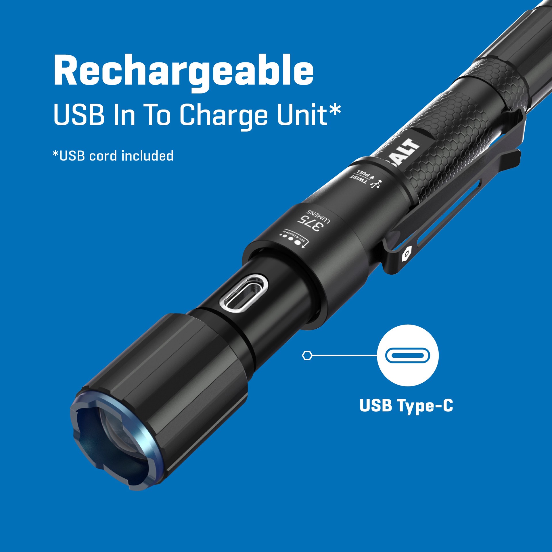 slide 4 of 6, Kobalt 375-Lumen 4 -Adjustable Mode LED Rechargeable Flashlight, 1 ct