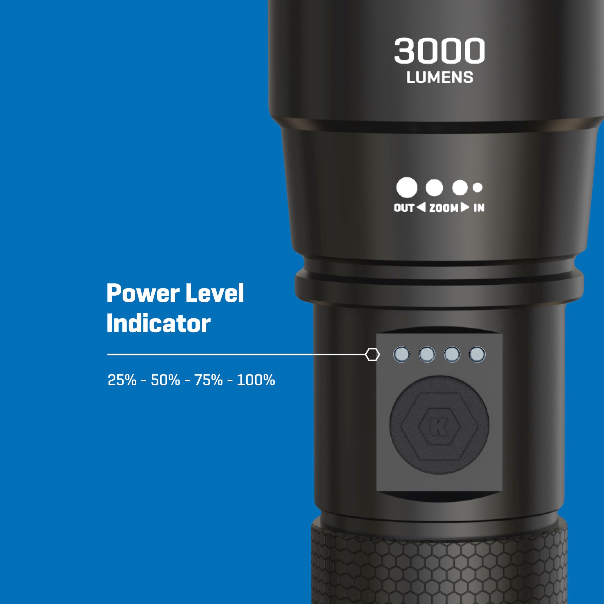 slide 4 of 6, Kobalt 3000-Lumen 5 -Adjustable Mode LED Rechargeable Flashlight, 1 ct