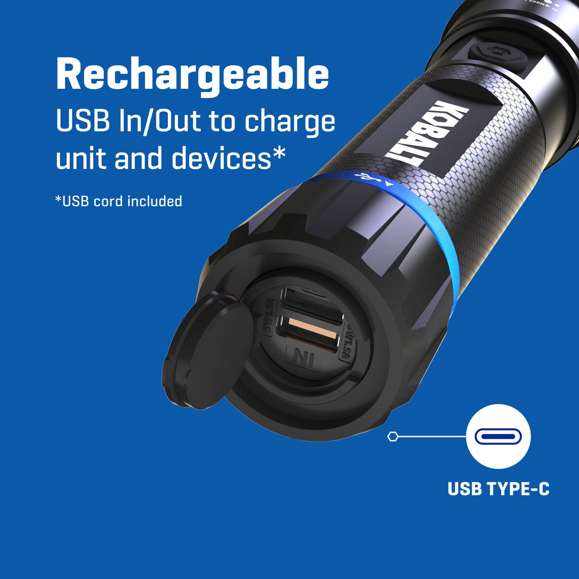 slide 5 of 6, Kobalt 3000-Lumen 5 -Adjustable Mode LED Rechargeable Flashlight, 1 ct