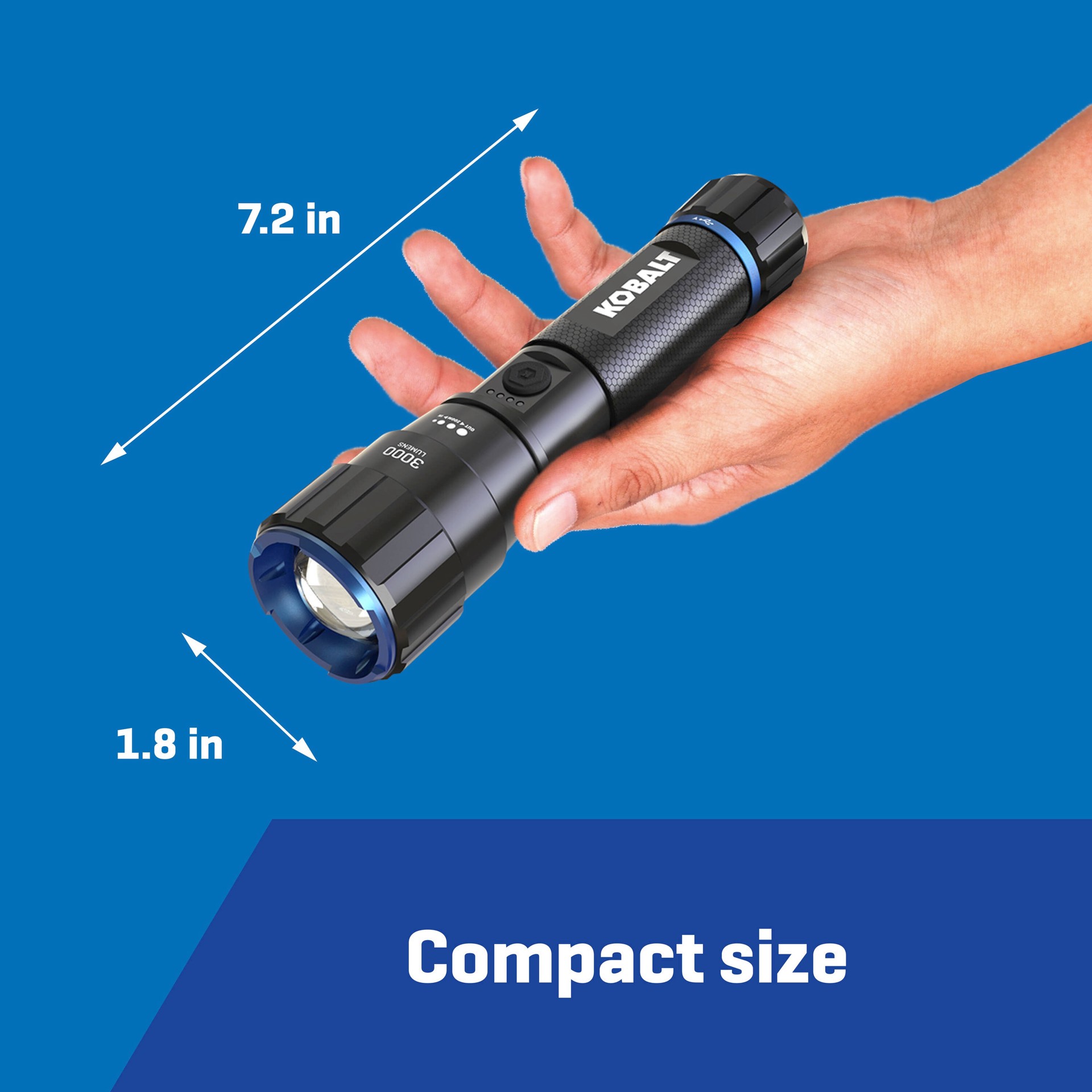 slide 6 of 6, Kobalt 3000-Lumen 5 -Adjustable Mode LED Rechargeable Flashlight, 1 ct