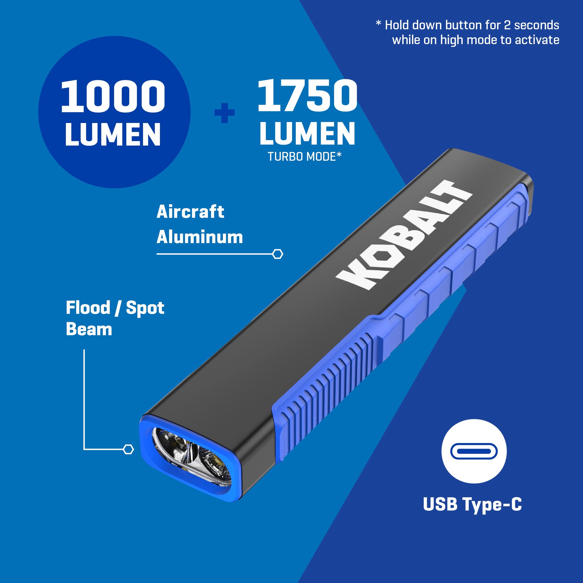 slide 2 of 6, Kobalt 1000-Lumen 4 -Adjustable Mode LED Rechargeable Flashlight, 1 ct