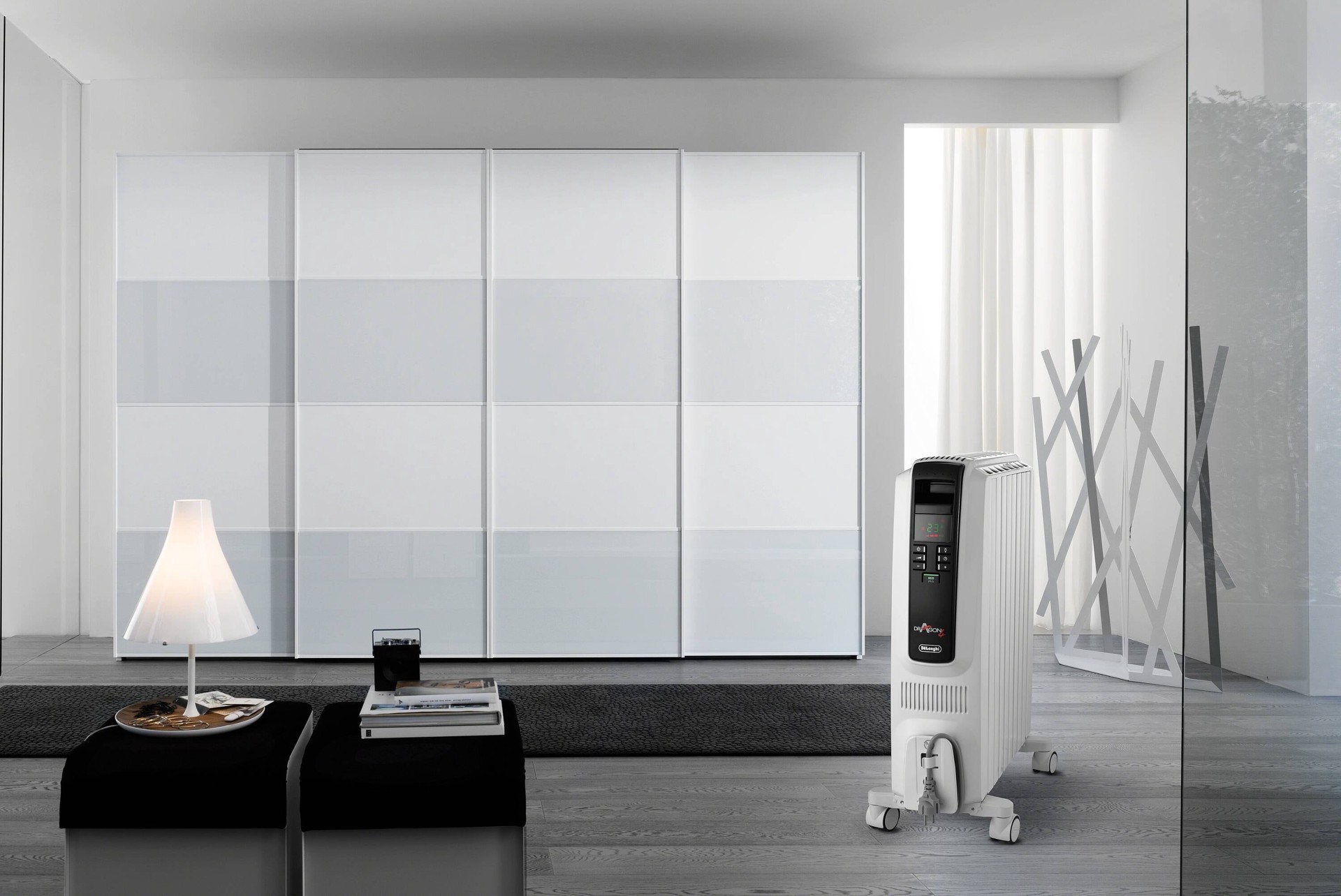 slide 6 of 6, DeLonghi 1500 -Watt Radiant Tower Indoor Electric Space Heater with Thermostat, 1 ct