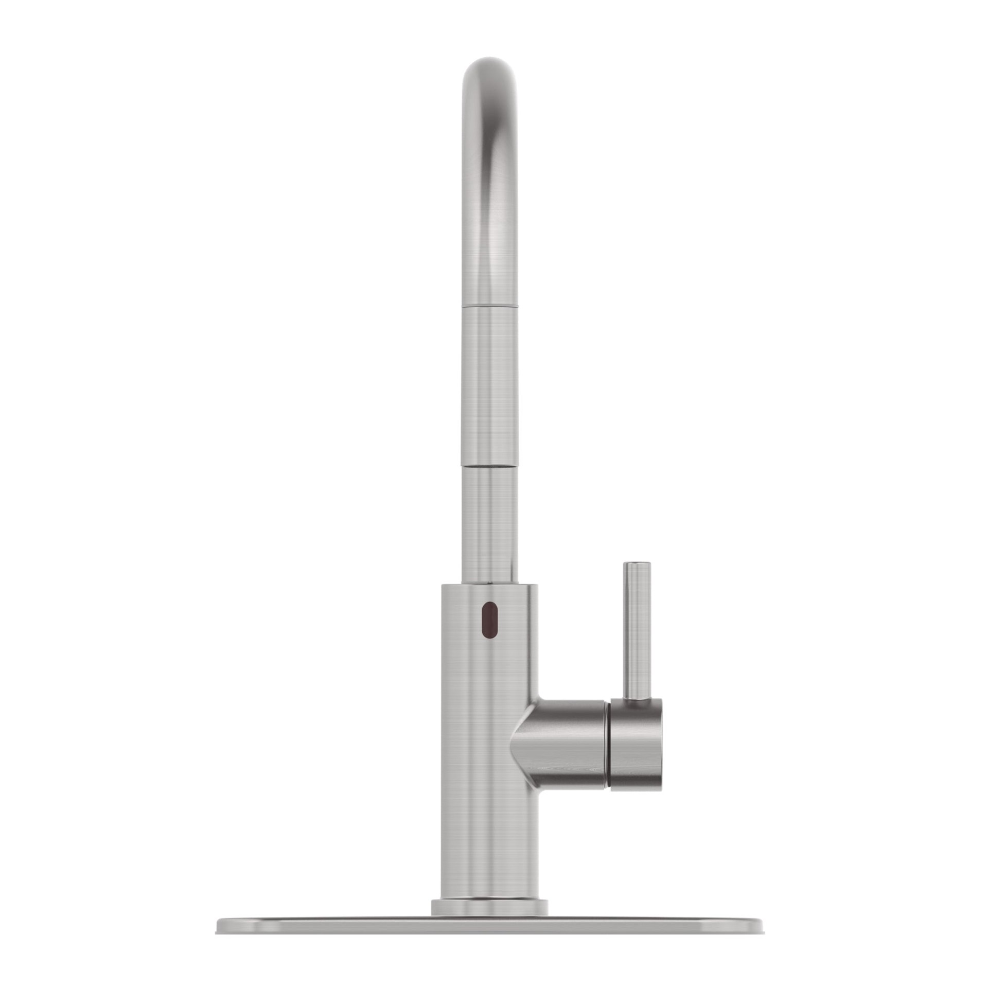 slide 3 of 6, allen + roth Harlow Spot Free Stainless Steel Single Handle Deck-mount Touchless Pull-down Kitchen Faucet with Sprayer (Includes Deck Plate), 1 ct