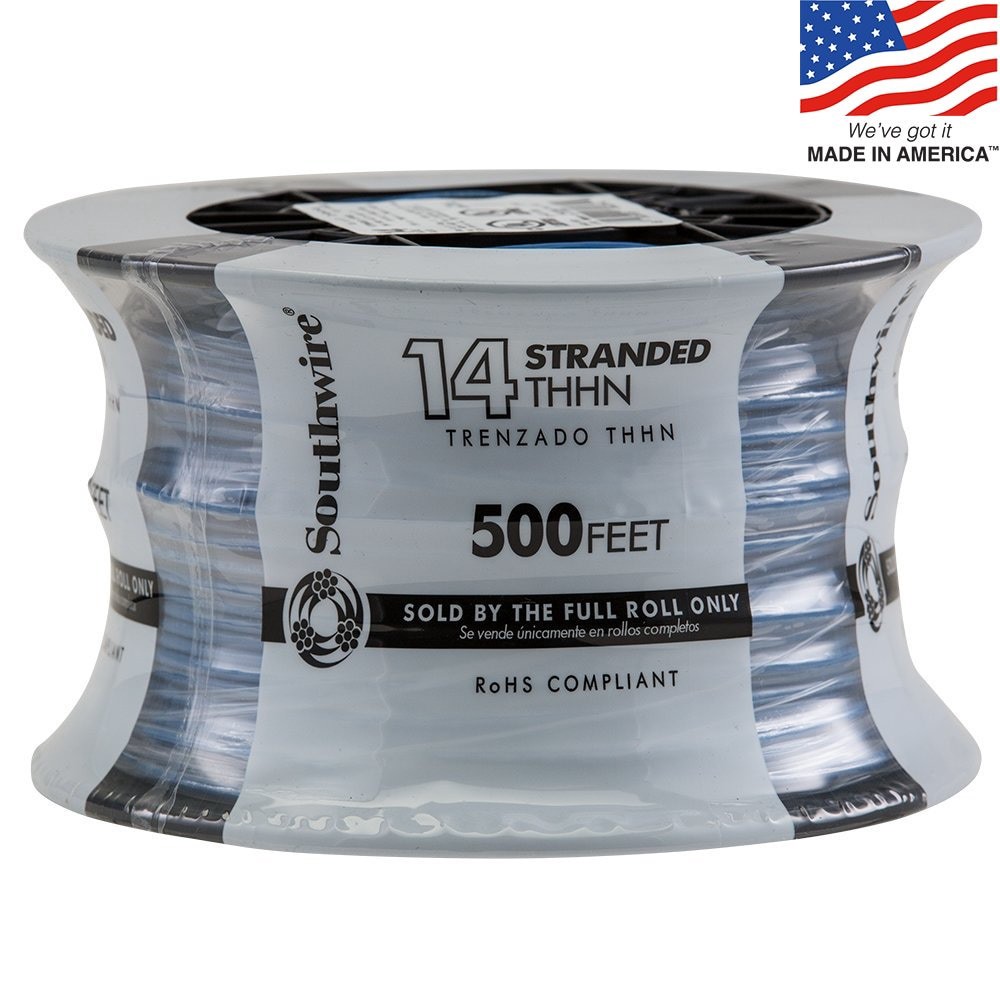 slide 1 of 3, Southwire 500-ft 14 -AWG Blue Stranded Copper THHN wire ( By-the-roll ), 1 ct