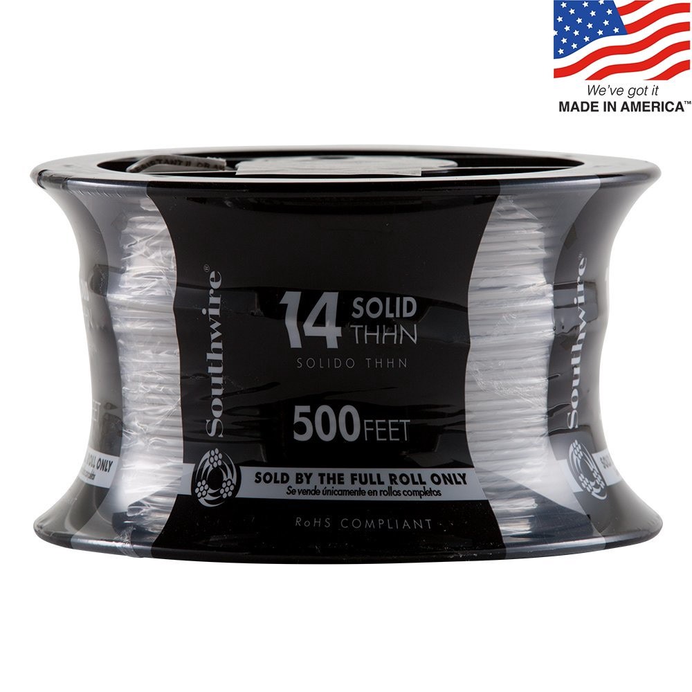 slide 1 of 5, Southwire 500-ft 14 -AWG White Solid Copper THHN wire ( By-the-roll ), 1 ct