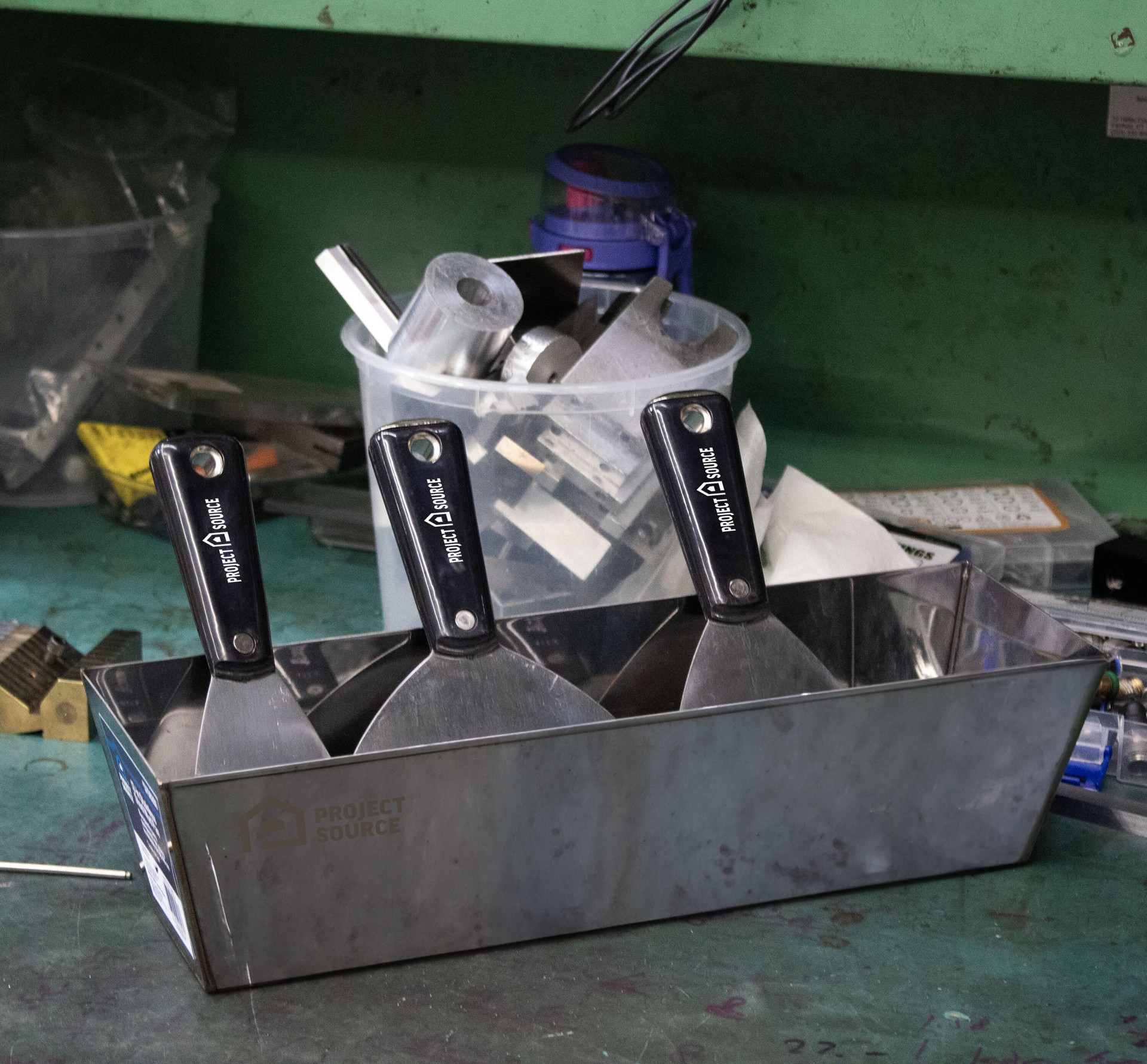 slide 5 of 6, Project Source 12-in L x 4.25-in W x 3.5-in D Stainless steel Drywall Mud Pan, 1 ct