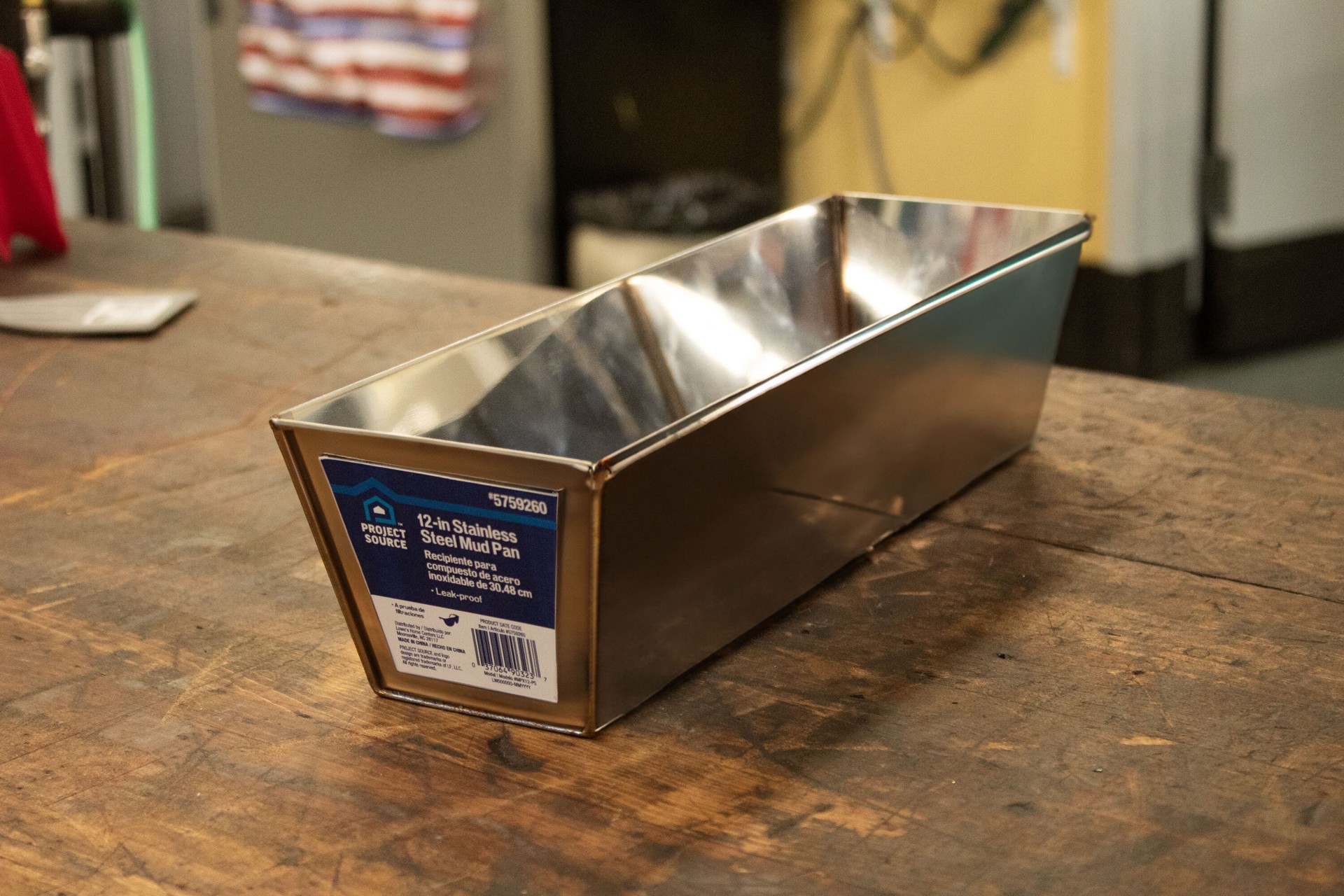 slide 6 of 6, Project Source 12-in L x 4.25-in W x 3.5-in D Stainless steel Drywall Mud Pan, 1 ct