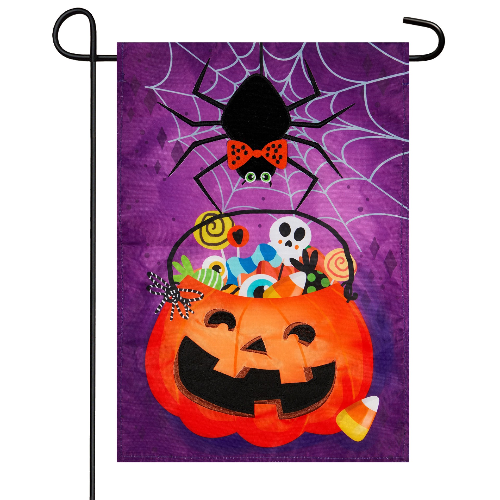 slide 2 of 6, Style Selections 1-ft W x 1.5-ft H Halloween Embroidered Garden flag, 1 ct